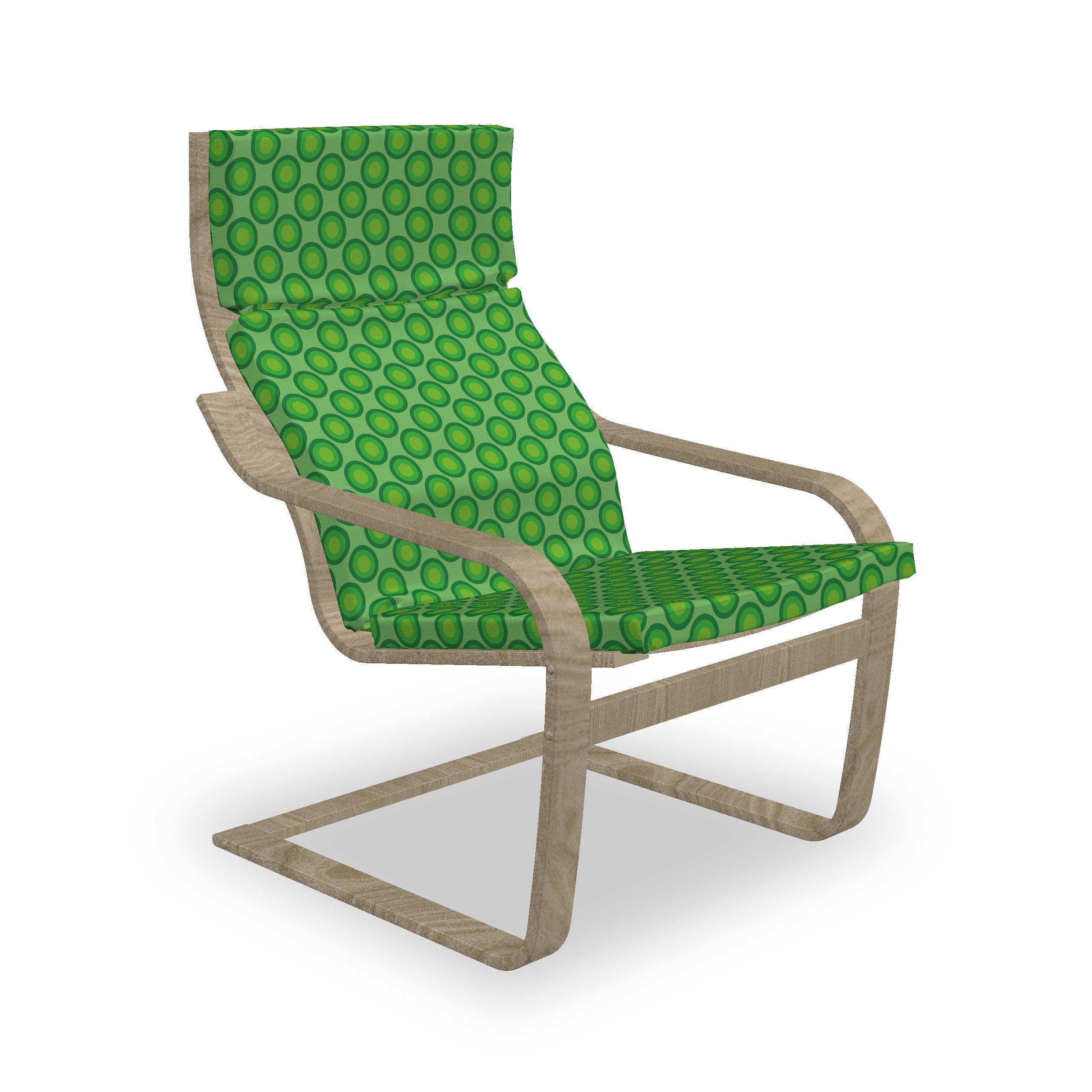 Abakuhaus Stuhlkissen Sitzkissen mit Stuhlkissen mit Hakenschlaufe und Reißverschluss, Geometrisch Retro Greenery Runden