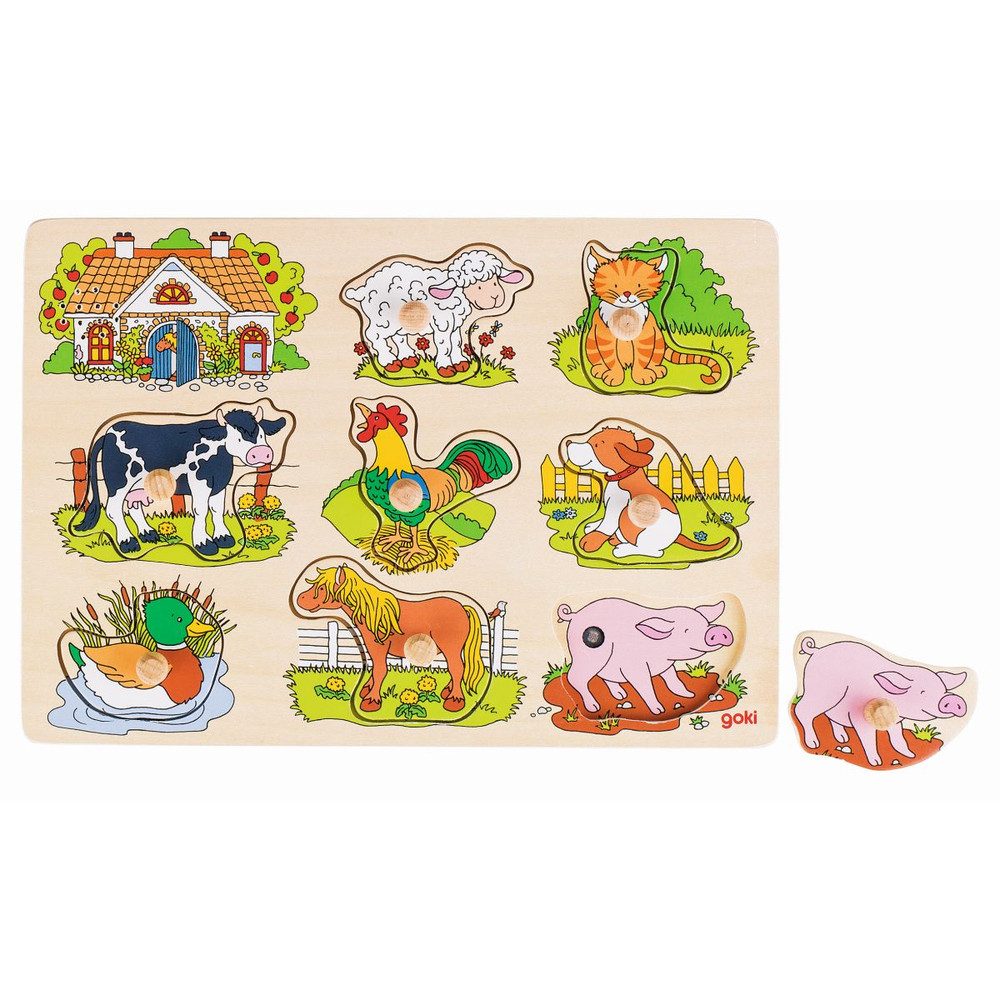 Gollnest & Kiesel Puzzle Goki - Soundpuzzle Bauernhof - 9 Teile, Puzzleteile