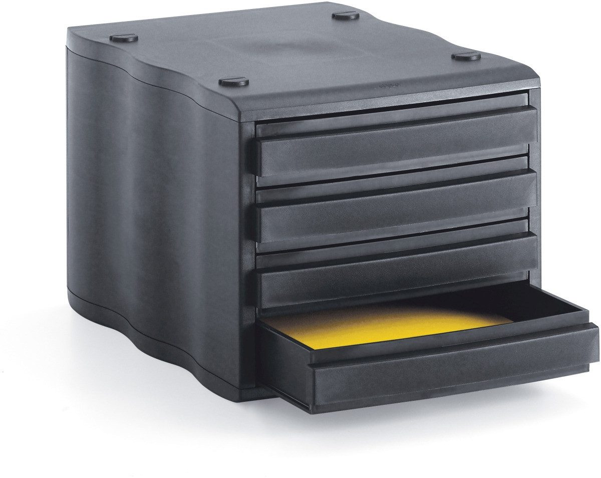 Organizer Schubladenbox styrowave 4 Schubladen 46mm schwarz/schwarz
