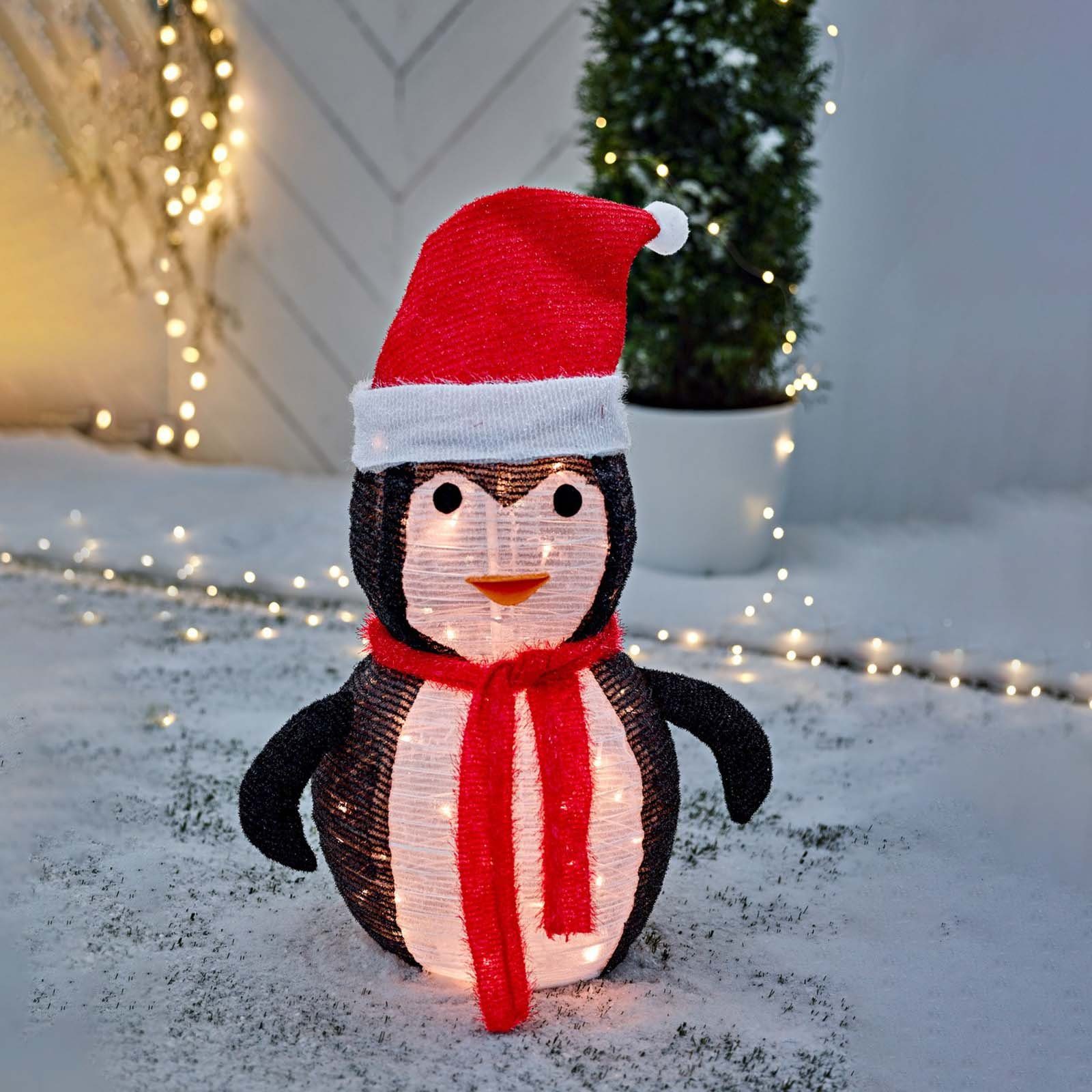 HAC24 Weihnachtsfigur XXL Pinguin St), (1 Deko Faltbar Weihnachts Weihnachtspinguin Dekofigur LED