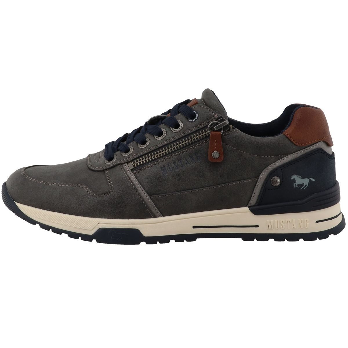 Mustang Shoes 26M0281006-grey Schnürschuh Moderner Schnürschuh mit praktischem Reißverschluss