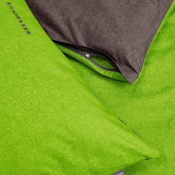 Wendebettwäsche Doubleface aus weicher Baumwolle mit edlem Melangeeffekt, Schiesser, Renforcé, 2 teilig, ab Größe 135x200 cm erhältlich, Made in Green