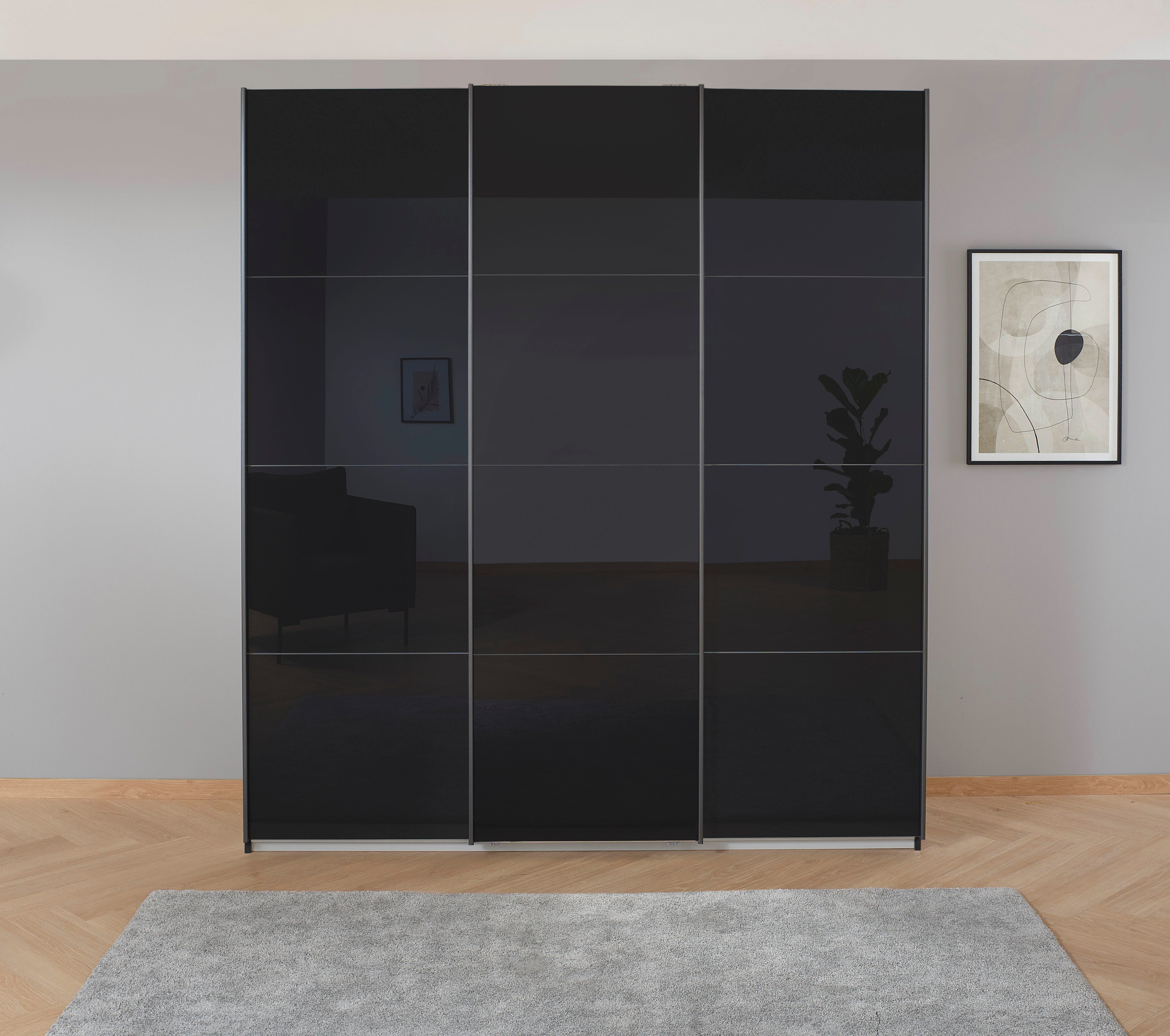 Schwebetürenschrank Kleiderschrank Schrank Garderobe KOLUNA mit hochwertiger Glasfront