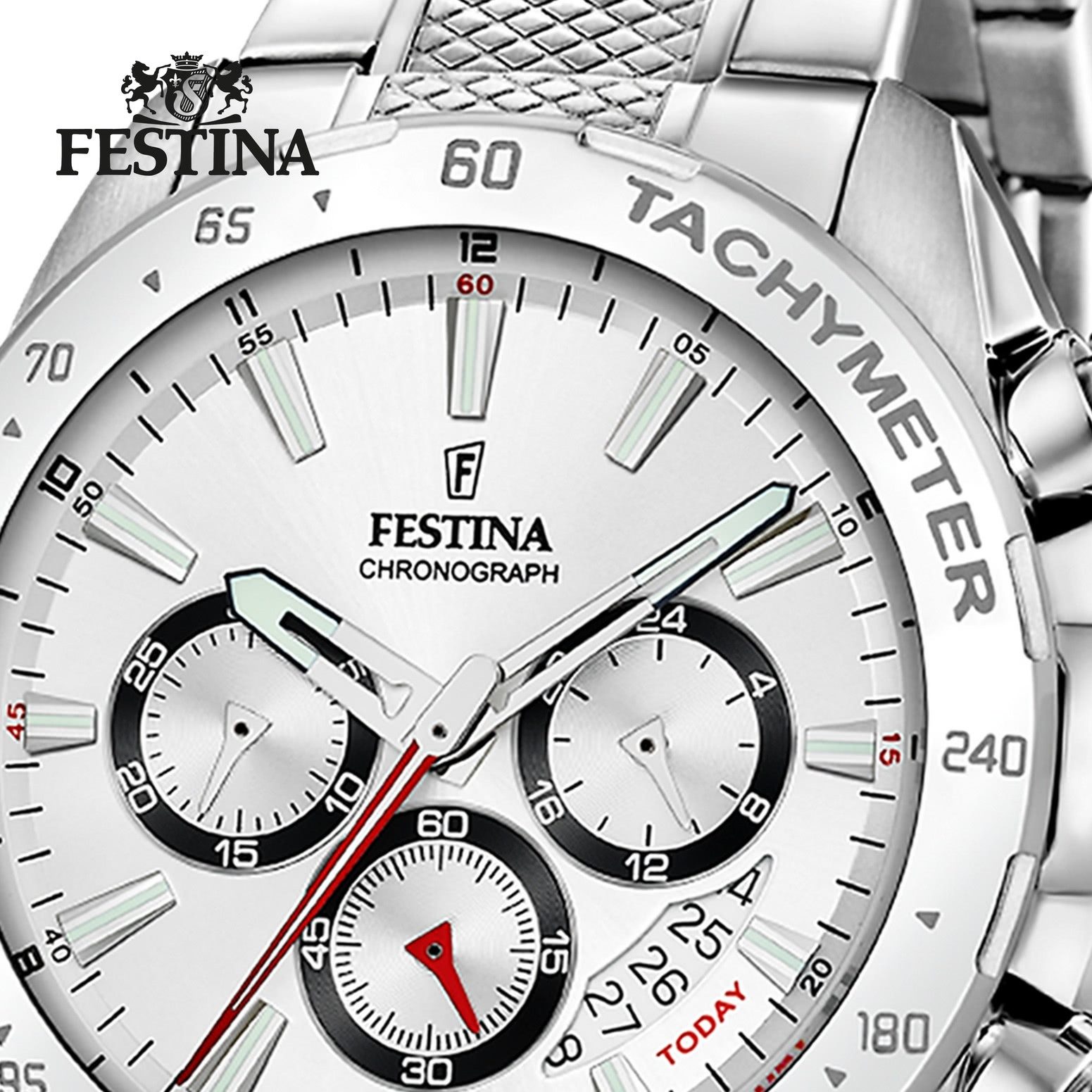 Festina Chronograph Festina Herrenuhr Edelstahl silber, günstig online kaufen
