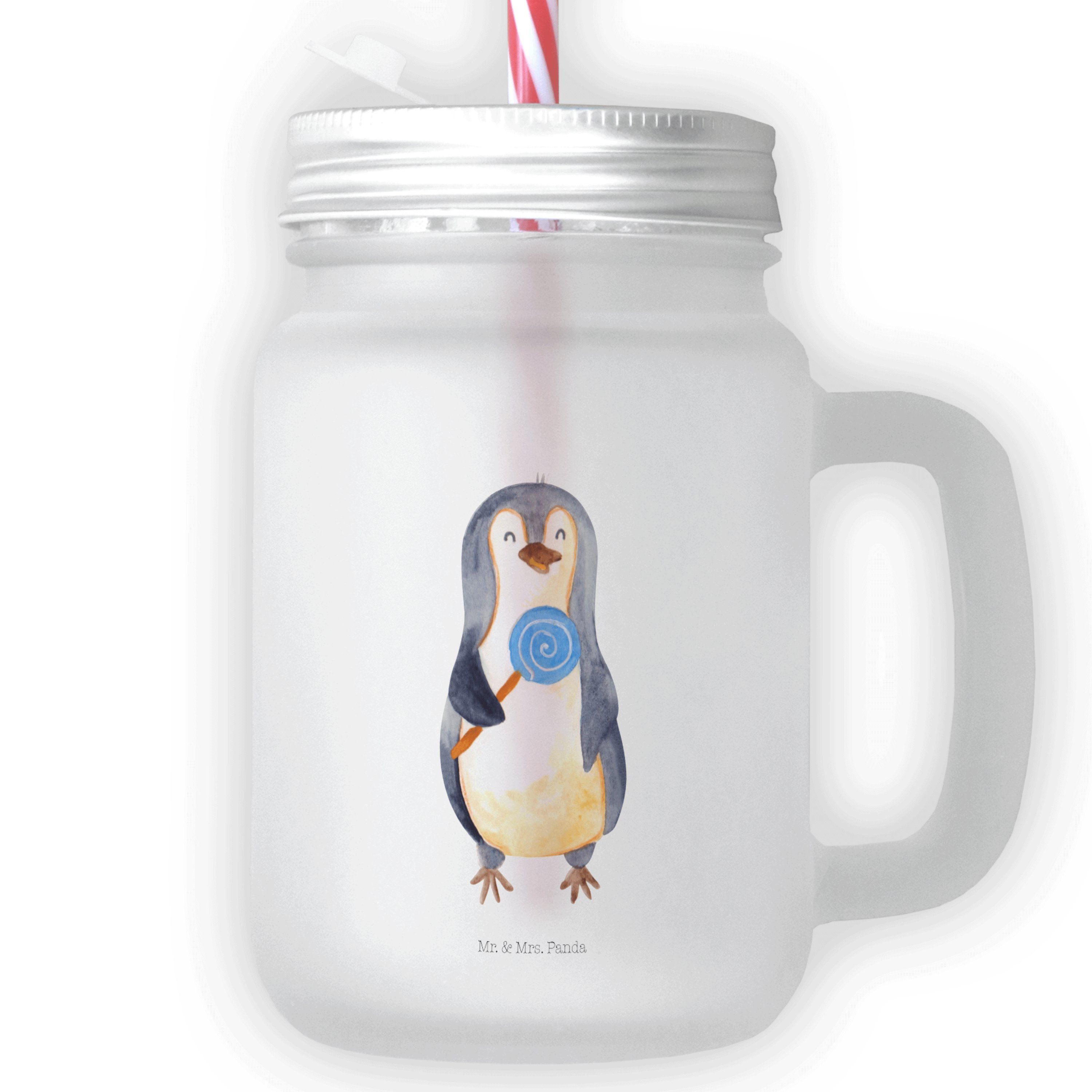 Mr. & Mrs. Panda Glas Pinguin Lolli - Transparent - Geschenk, naschen, Gauner, Cocktail-Gla, Premium Glas