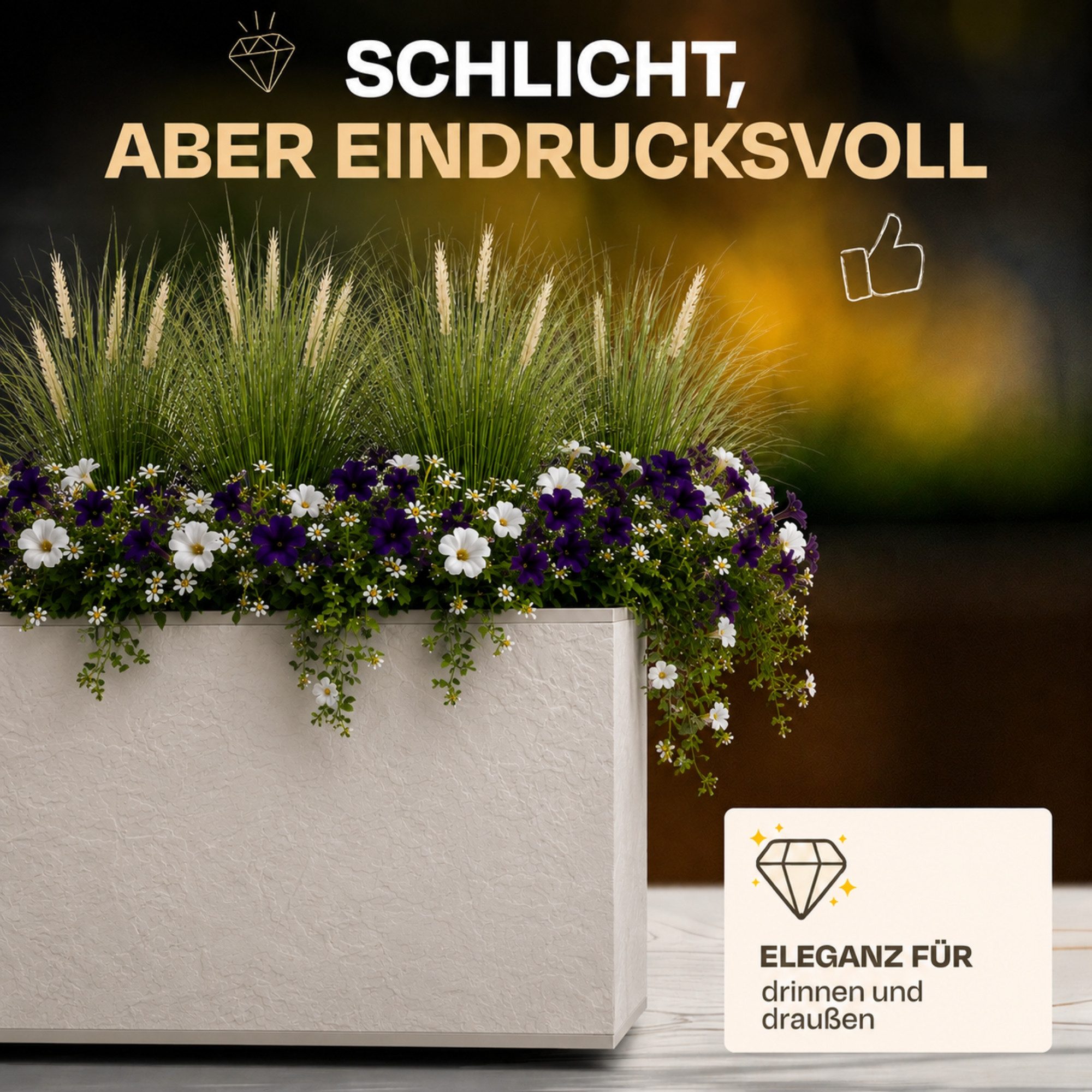 ONDIS24 Pflanzkübel Ondis24 Blumenkübel Vulkano, 50L Blumenkasten (1 St), mit cleverem Wasserspeicher am Boden