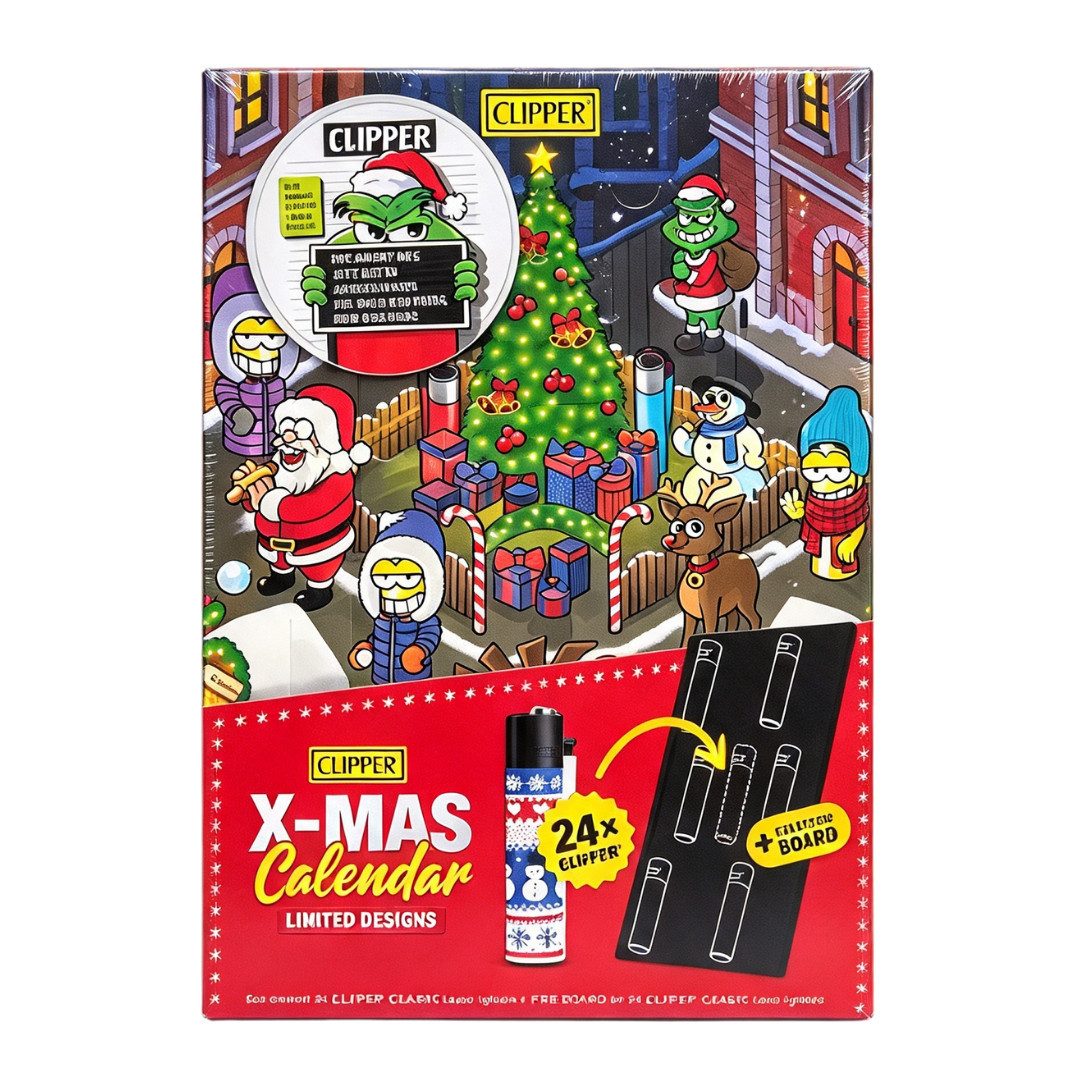 CLIPPER Adventskalender 2026 X-MAS Feuerzeug Damen & Herren Advent Weihnachtskalender Unisex (Set, 24-tlg), 24 tlg Feuerzeuge Produkte X-MAS Advent Kalender Frauen Männer