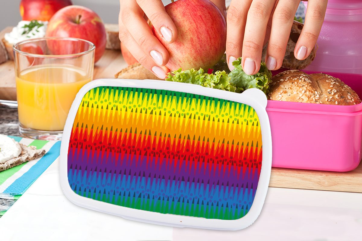 MuchoWow Kunststoff, Abstrakt, für Brotbox - Regenbogen Brotdose Lunchbox Snackbox, Kunststoff - Kinder, (2-tlg), Mädchen, rosa Muster Erwachsene,