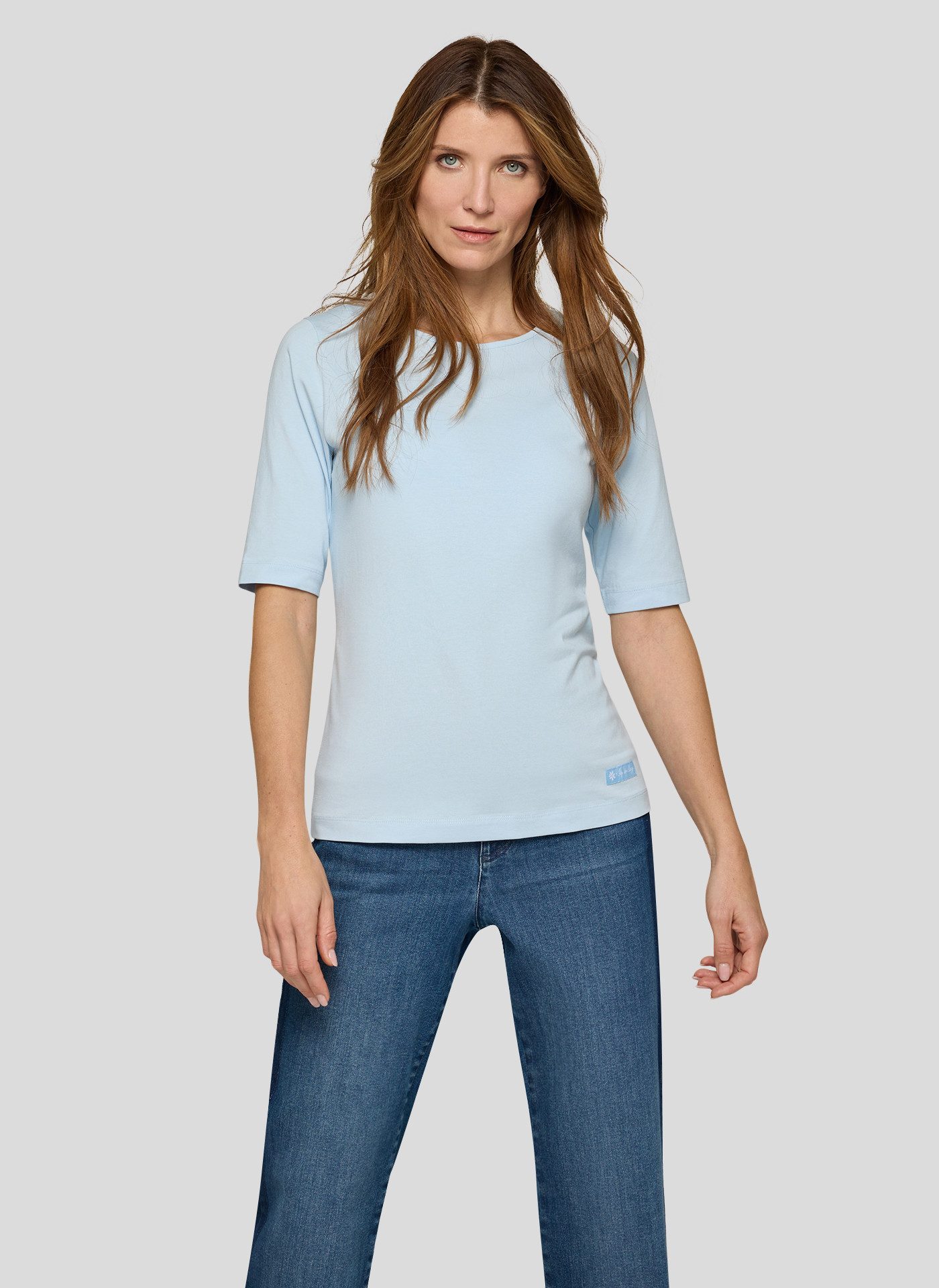 Rabe Kurzarmshirt unifarben, mit Rundhals