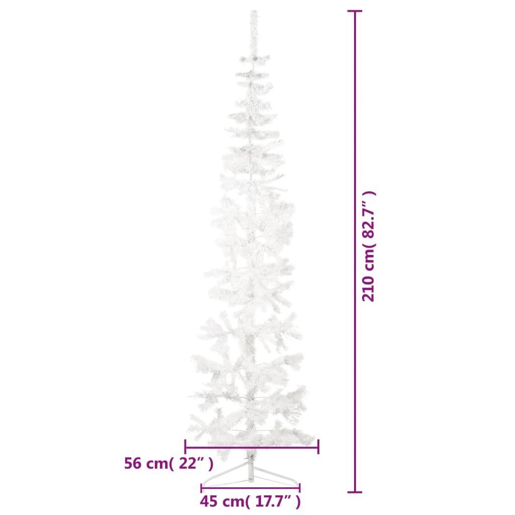 210 cm furnicato Künstlicher mit Halb-Weihnachtsbaum Schlank Künstlicher Ständer Weiß Weihnachtsbaum