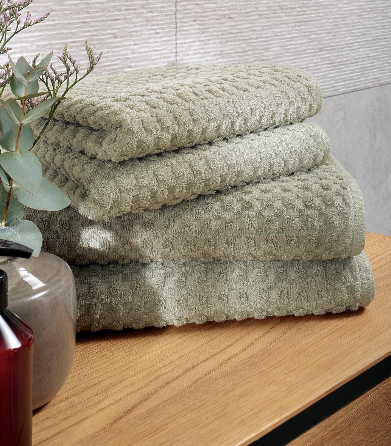 Cawö Duschtücher PURE ELEMENTS, Salbeigrün, Baumwolle (1-St), Made in Germany, B 80 x L 150 cm