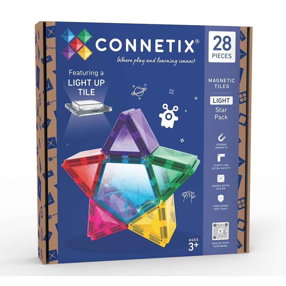 Connetix Light Star Pack LED Set 28 Teile Licht Baukasten STEAM ab 3 Magnetspielbausteine