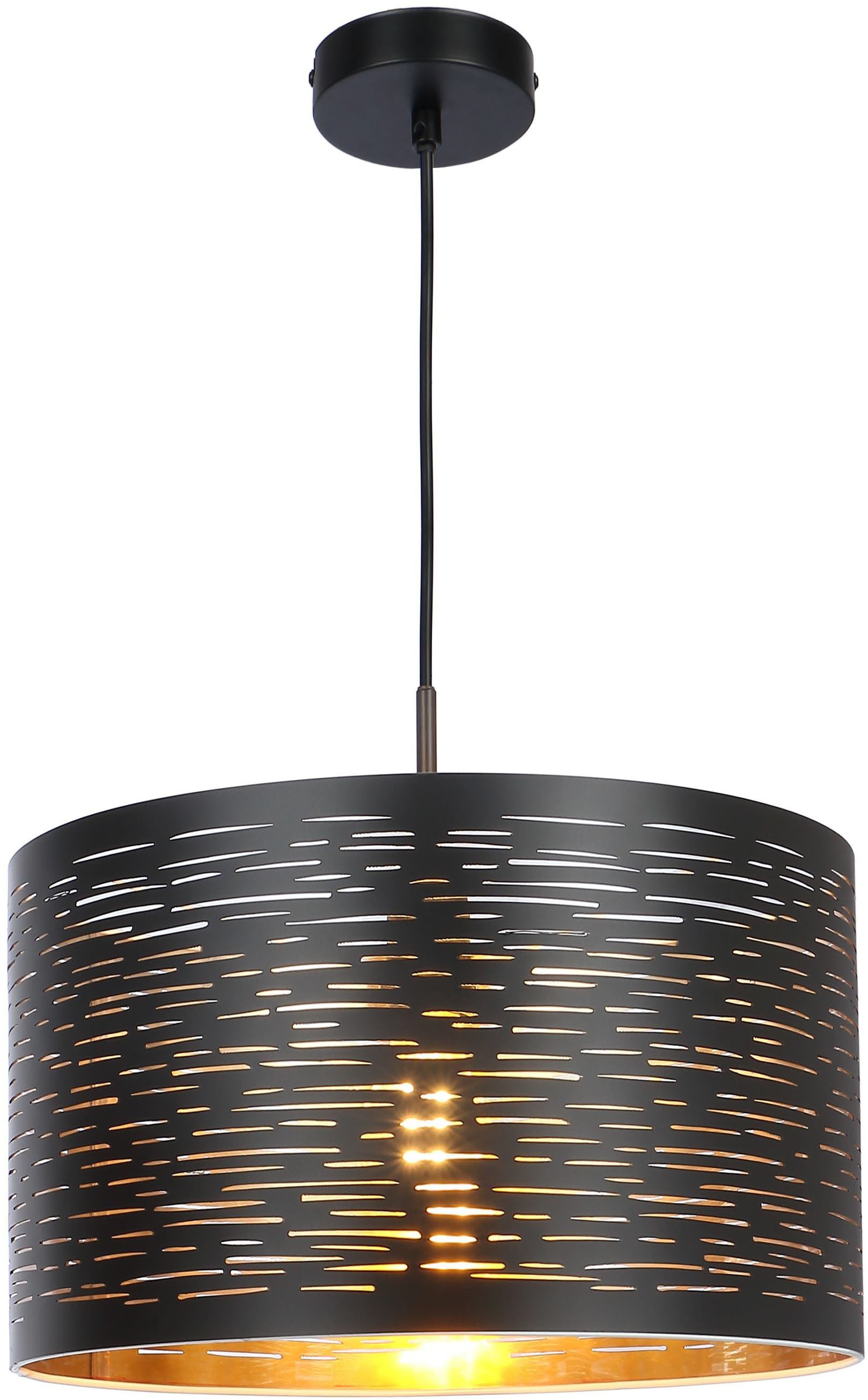 GLOBO LIGHTING Hängeleuchte TUNNO, ohne Leuchtmittel, Hängeleuchte Schwarz/Gold, Kunststoff, höhenkürzbar, E27