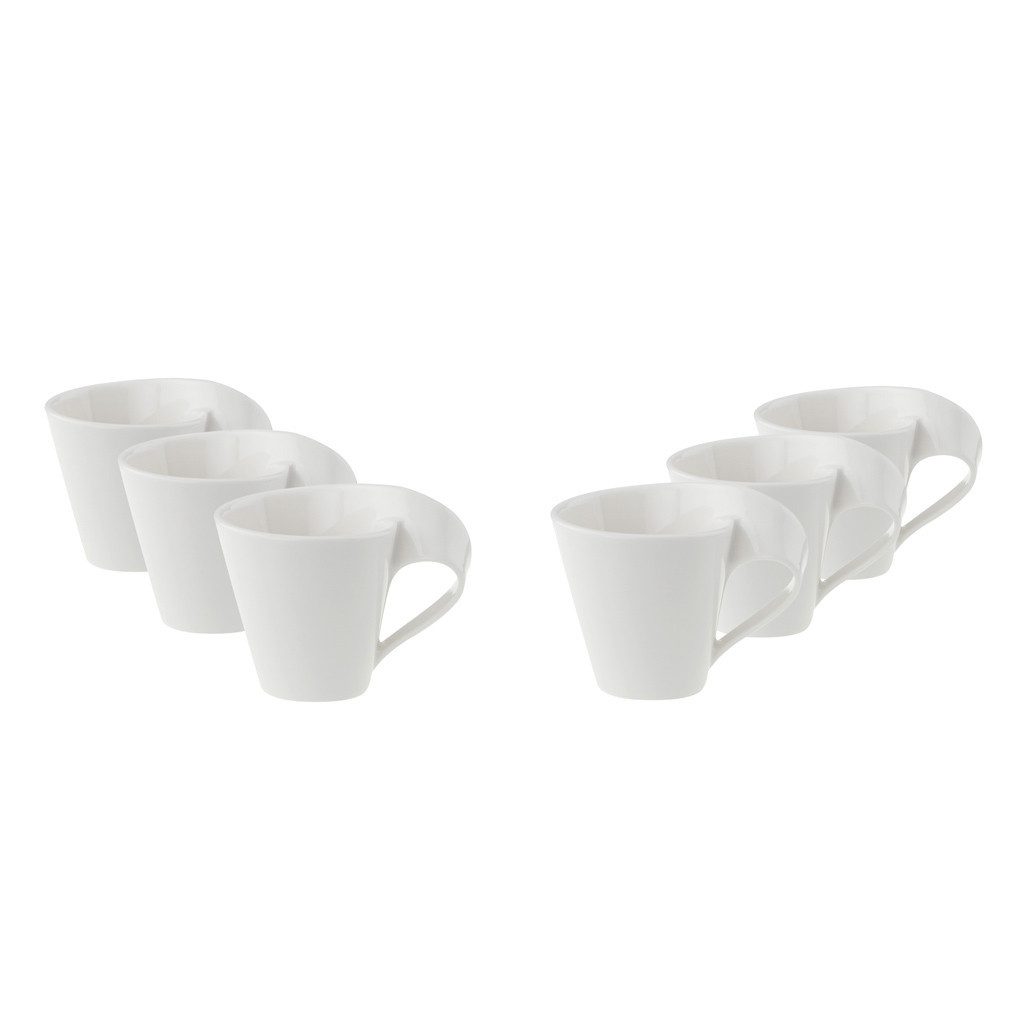 Villeroy & Boch Tasse NewWave Espressotasse, 80 ml, 6 Stück, weiß, 6-tlg., Porzellan, Premium Porcelain, mikrow.- & spülm.sicher, Made in Germany