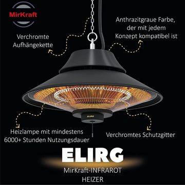 MirKraft Heizstrahler Elirg Deckenheizstrahler mit Heizleistung 2000 W Heizstrahler Infrarot, Balkonheizer, Carbon Infrarotstrahler, Terrassenstrahler,360° Wärme