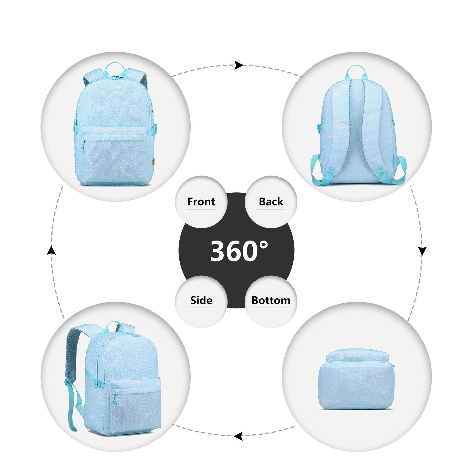KONO Schulrucksack Unisex-Tagesrucksack Leichter Schul- & Laptoprucksack – Bild 5 von 5