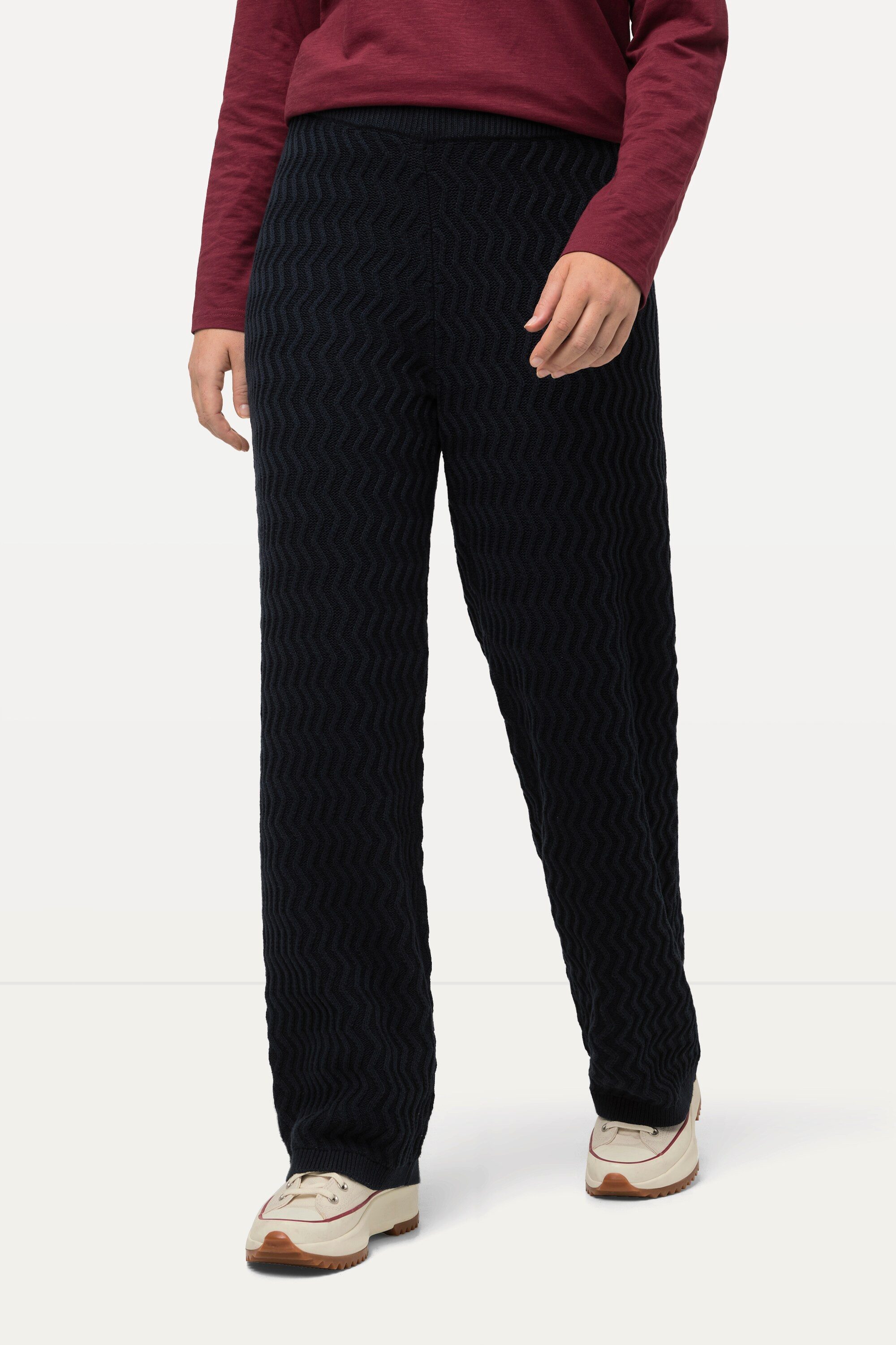 Ulla Popken Schlupfhose Strickhose Rose gerades Bein Zacken Biobaumwolle günstig online kaufen