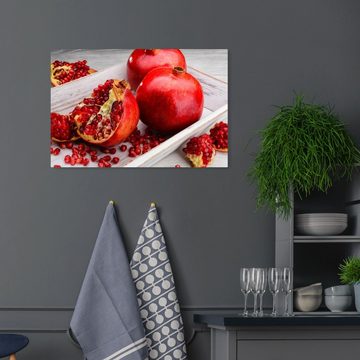 wandmotiv24 Leinwandbild Rote Granatapfelfrüchte, Essen & Trinken (1 St), Wandbild, Wanddeko, Leinwandbilder in versch. Größen