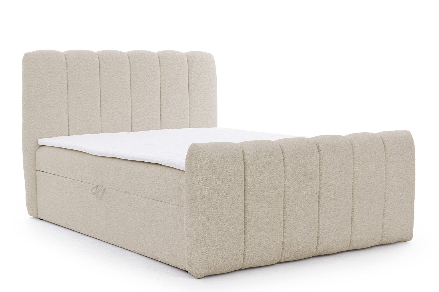 Kaiser Möbel Boxspringbett mit 2 Bettkästen, Taschenfederkernmatratze und Bouclé-Stoff, CHLOE (Kontinentalbett mit Matratze, Topper und Bettkästen, Bett inklusive Pocket-Federkernmatratze und Topper), Inklusive Pocket-Federkernmatratze,Topper inklusive