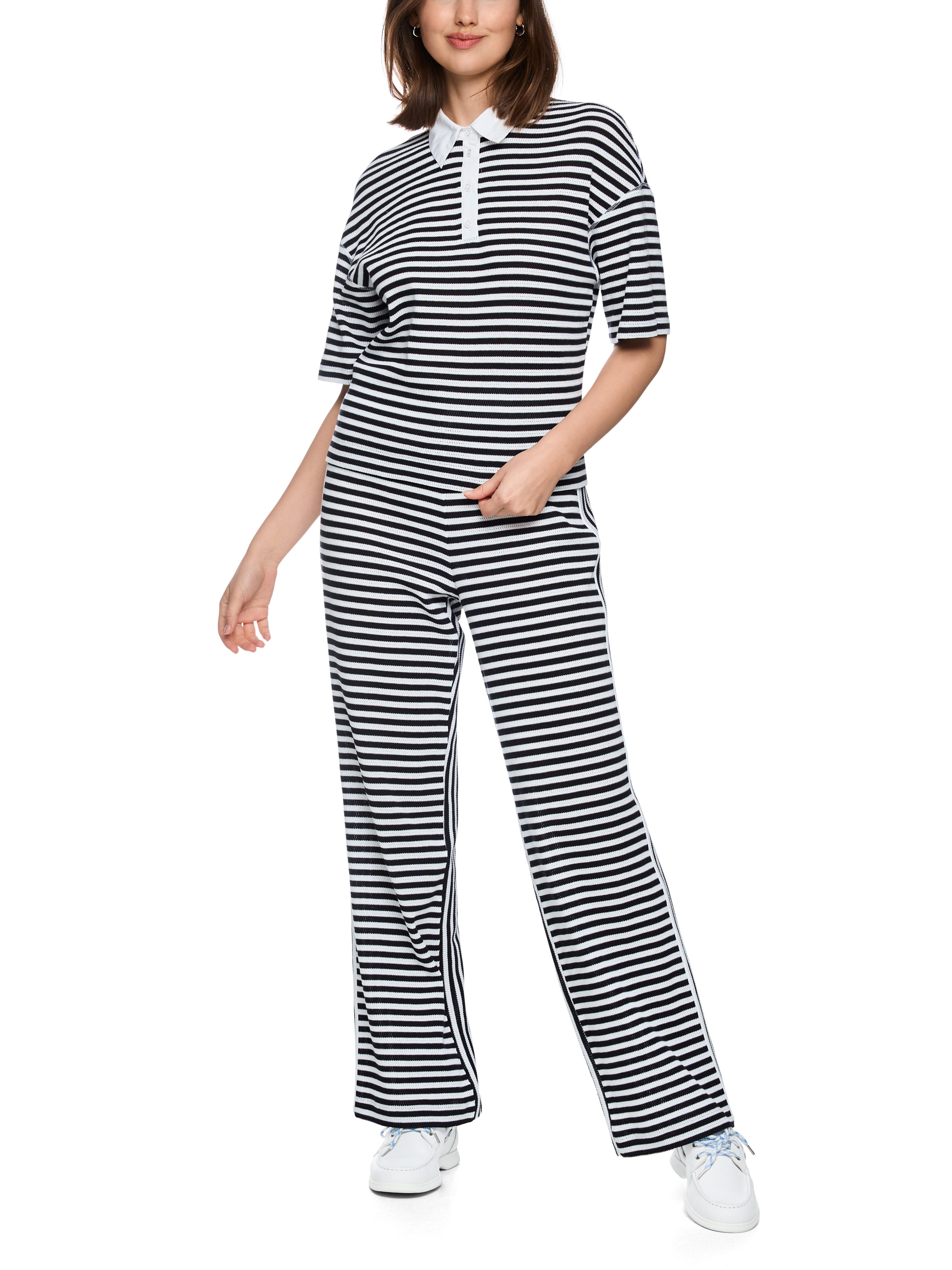 Marc Cain Poloshirt Salty Breeze Premium Damenmode gestreift, Strickpolo