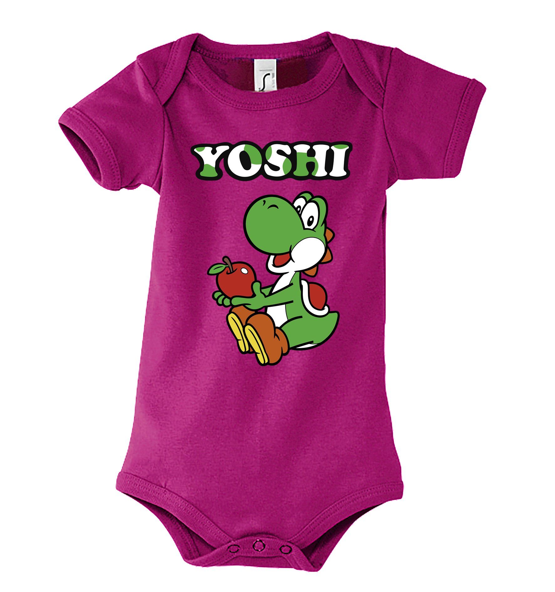 Youth Designz Kurzarmbody Baby Body Strampler Yoshi mit niedlichem Frontprint Fuchsia