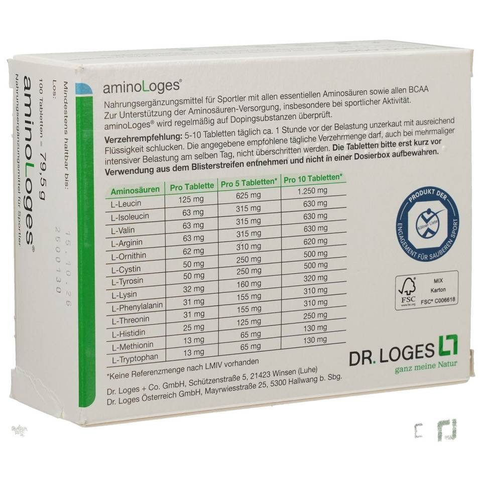 Dr. Loges® AMINOLOGES Tabletten 100St PZN 00031383 Tabeltten, 79,5 g