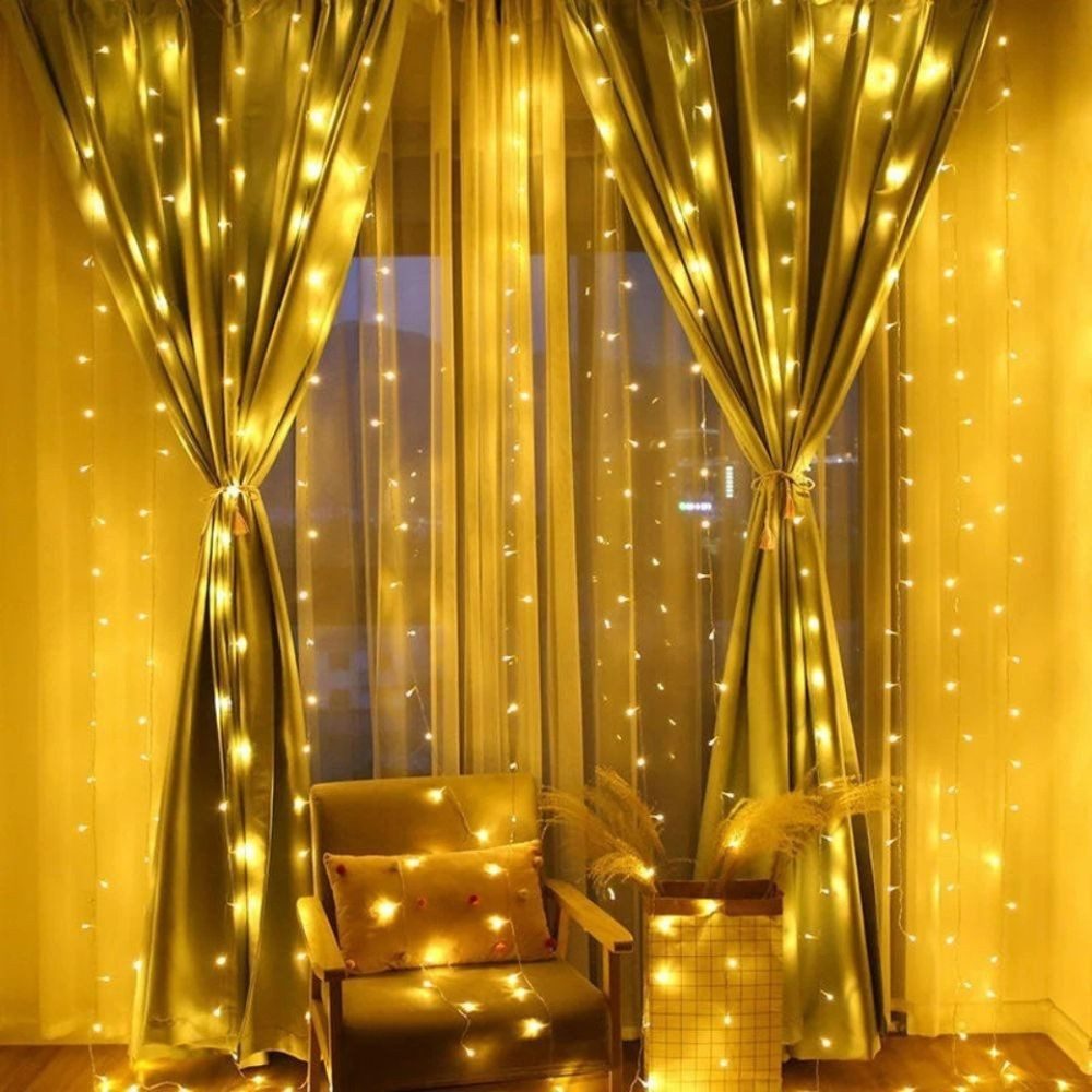 Montegoni LED-Lichterkette 3x3m 300 LED Lichtervorhang Lichternetz Lichterkette mit Fernbedienung, Wasserfeste LED Lichterkette mit 8 Modi und Fernbedienung – Bild 5 von 5