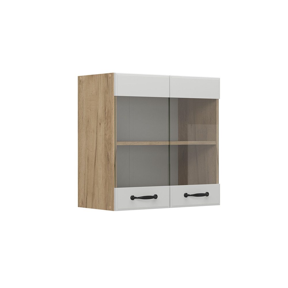 Vicco Glashängeschrank R-Line, Weiß Landhaus/Goldkraft Eiche, günstig online kaufen