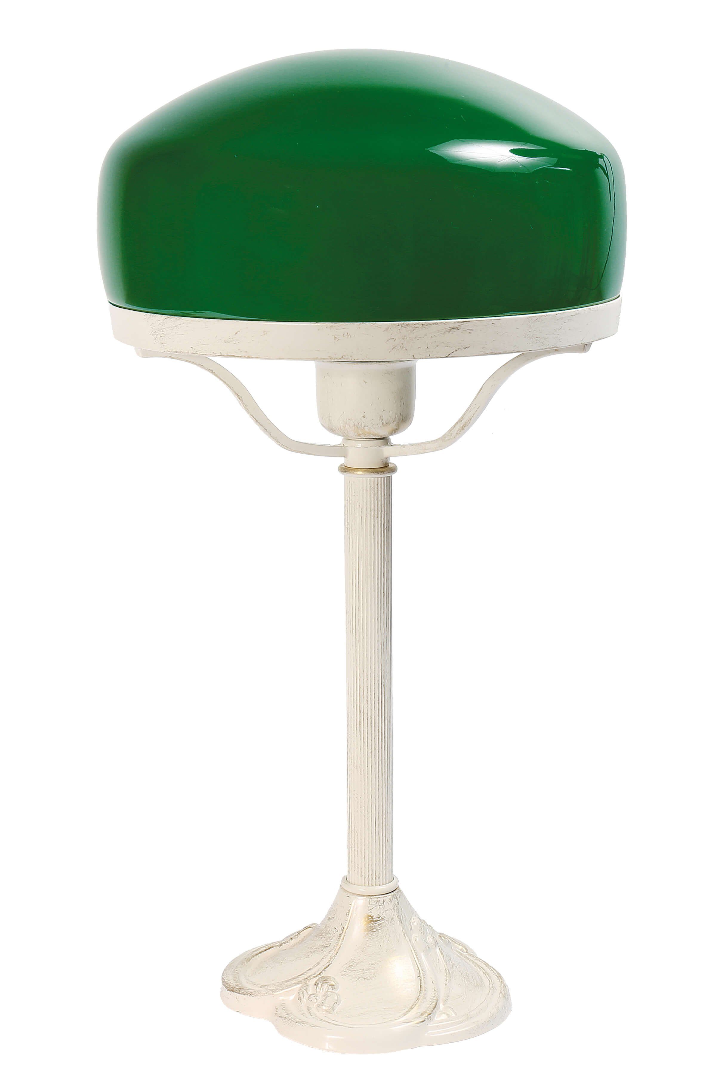 Licht-Erlebnisse Nachttischlampe TABLE LAMP, ohne Leuchtmittel, Tischlampe Pilzform Grün Fuß Elfenbeinfarben Shabby Chic E27