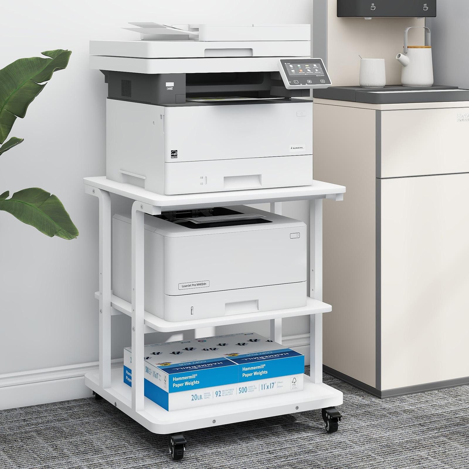 PUNCIA Druckertisch 3 Schichten 60x50cm Heim Büro mit Raddrucker Aufbewahrungshalter Tisch (1-St)