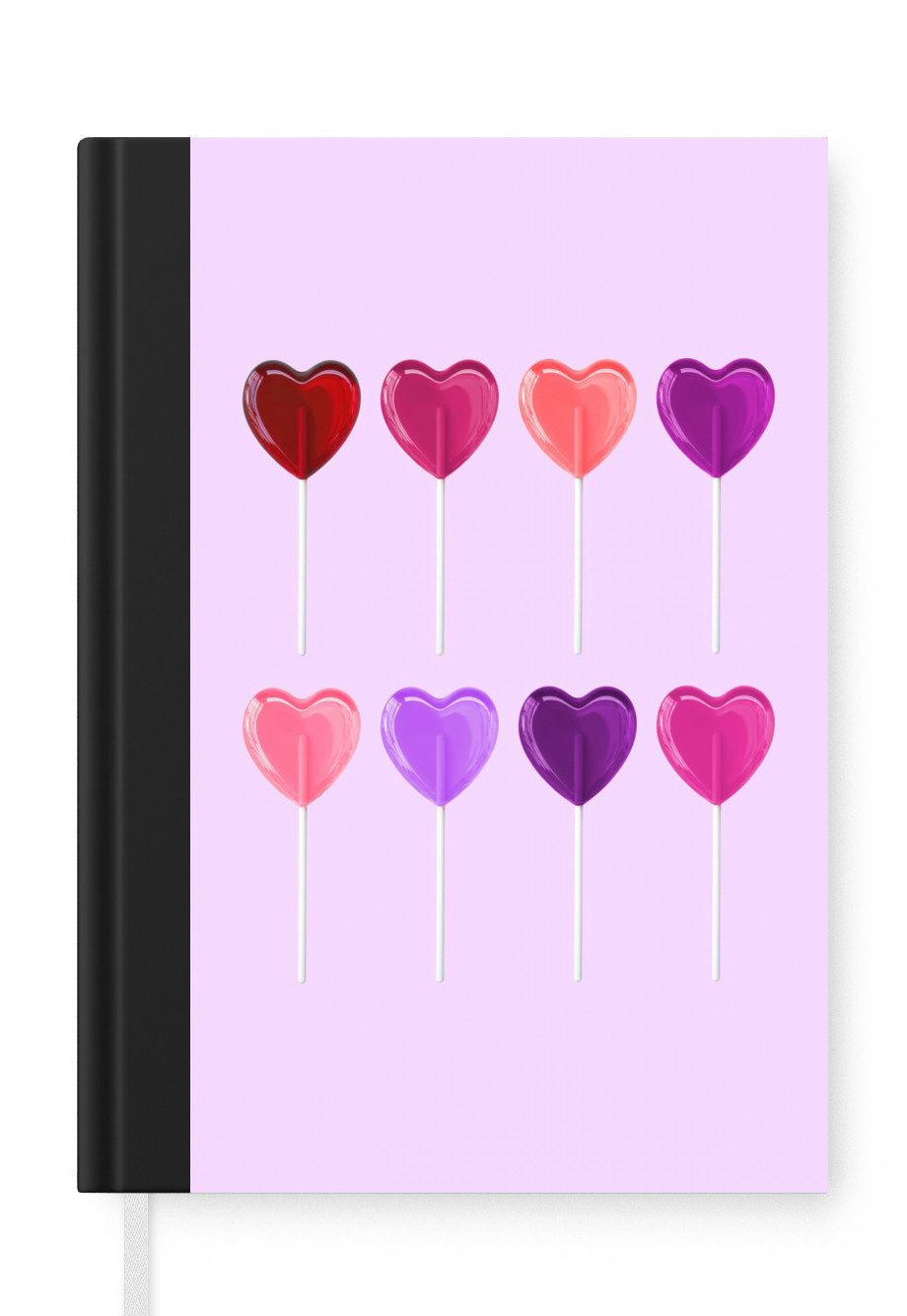 MuchoWow Notizbuch Lutscher - Herz - Rosa - Bonbon, Notebook, Notizblock a5, Tagebuch, Journal Liniert