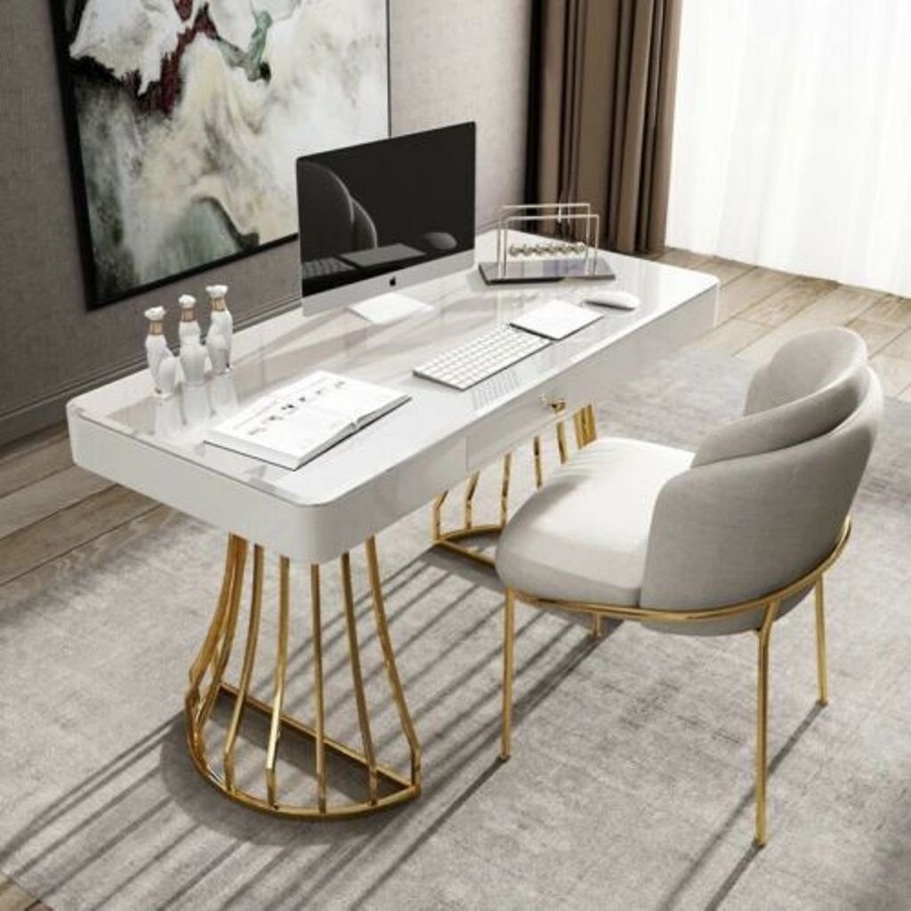 Zimmer Tisch Komplett Arbeitstisch, Set JVmoebel Sessel Set Weiß Regal Arbeit 3tlg. Möbel