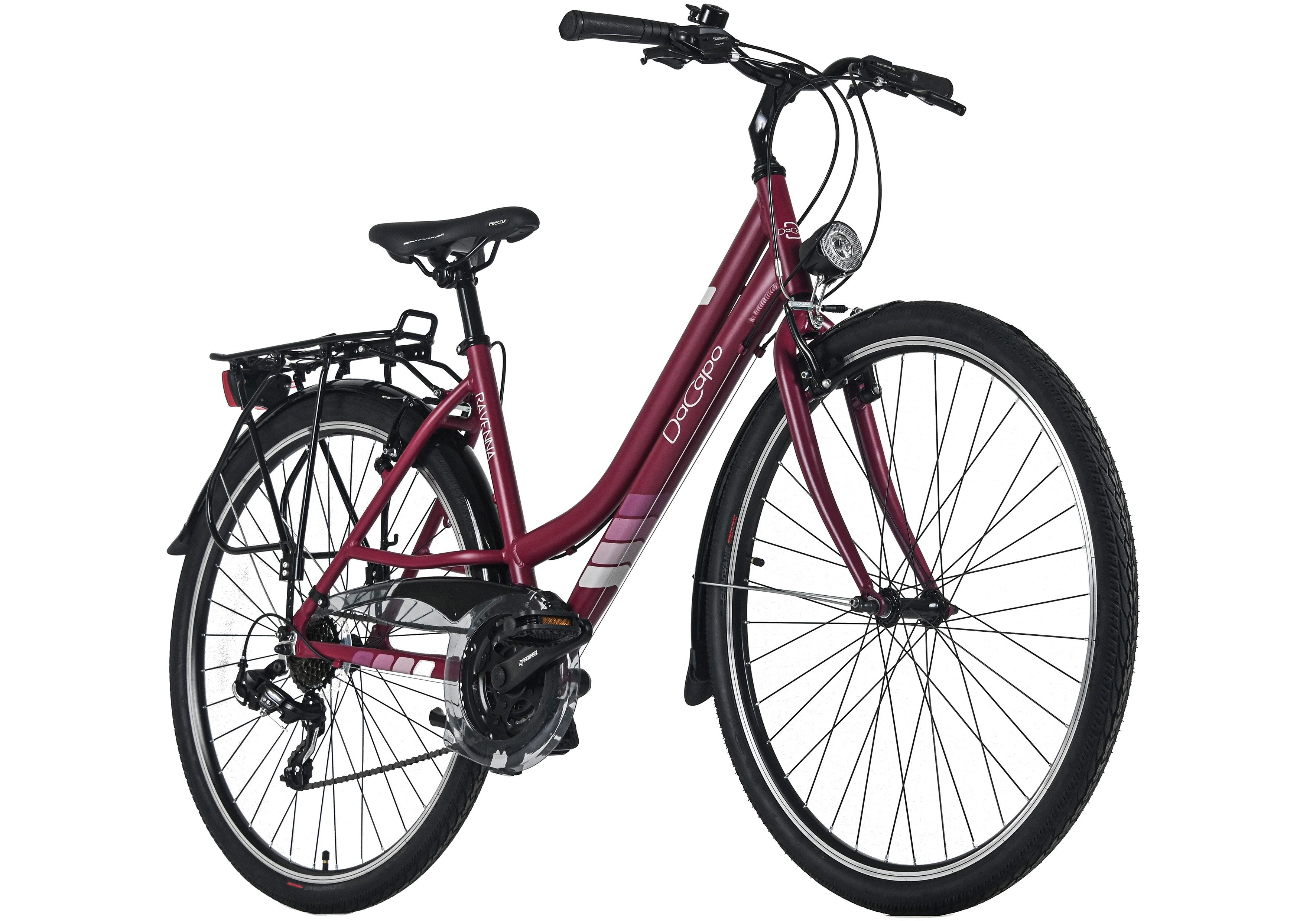 Dacapo Women's Trekking Bike 28'' Ravenna 50 Red 21 Gears Frame Size 48 cm, 21-speed Shimano Tourney derailleur, derailleur gears