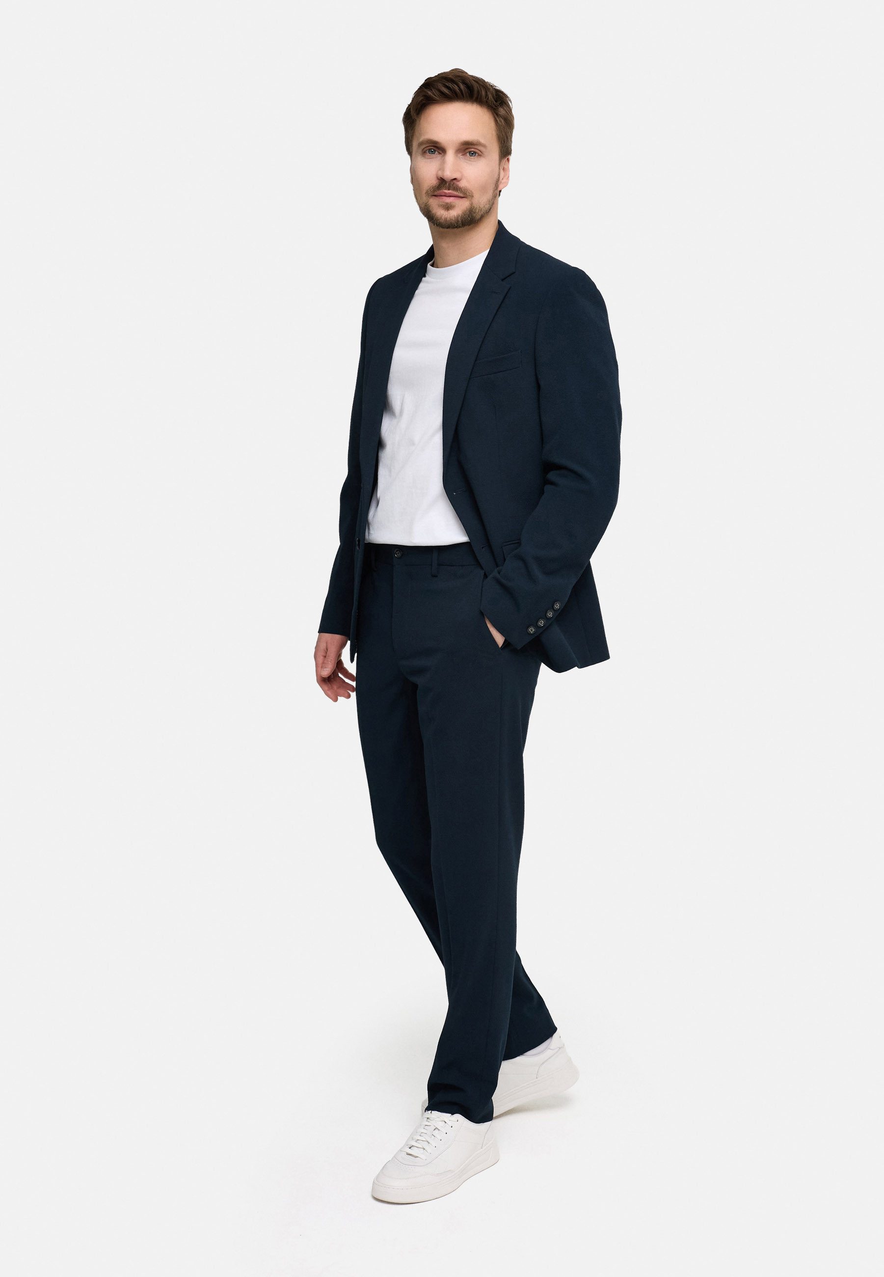 Jeff Anzug Herren JFJonas set 2-Teiler Herrenanzug mit Strukturstoff und moderner Passform