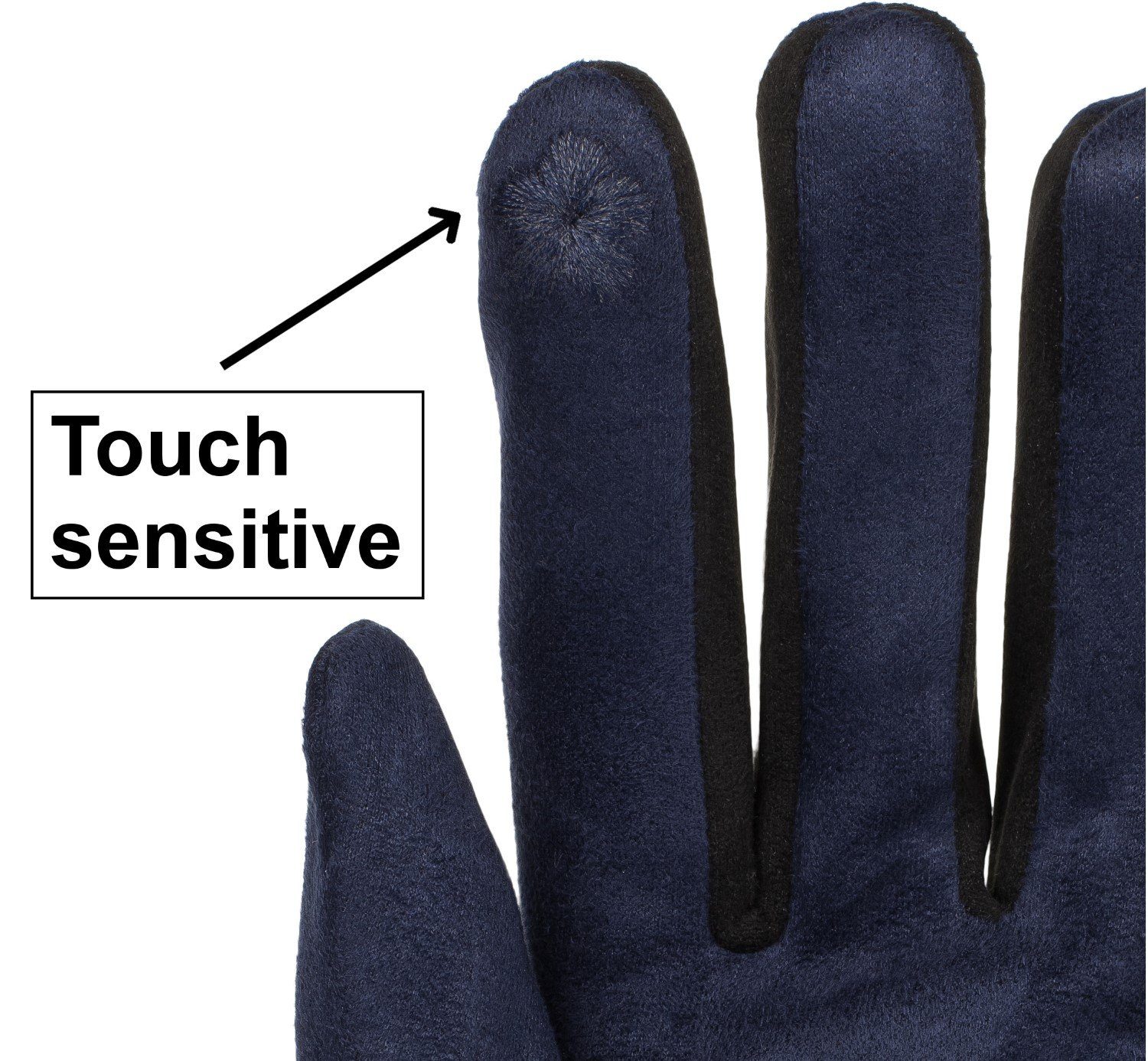 styleBREAKER Fleecehandschuhe Touchscreen Handschuhe Dunkelblau Kontrast