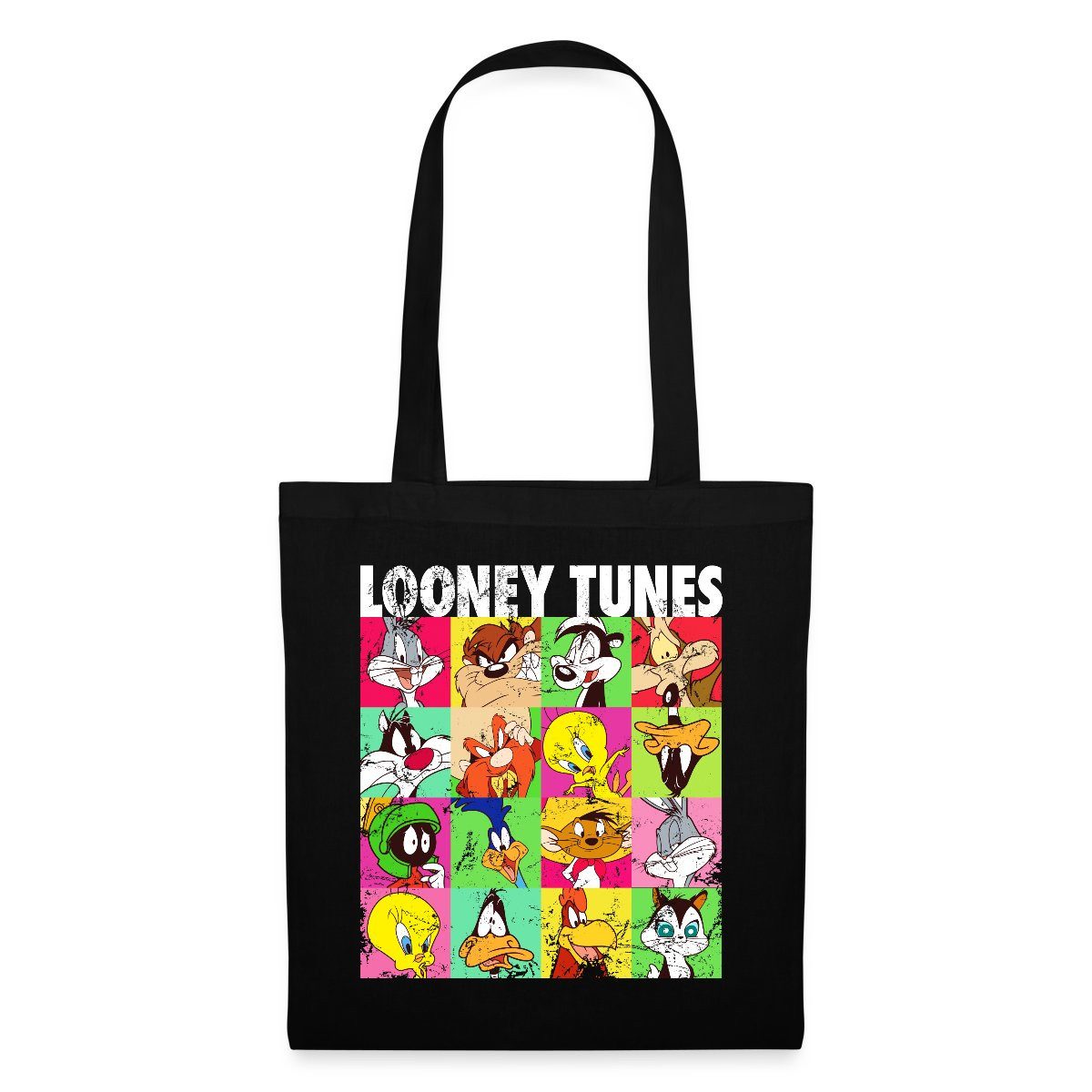 Spreadshirt Henkeltasche Looney Tunes Charaktere Kachel Stoffbeutel (1-tlg)
