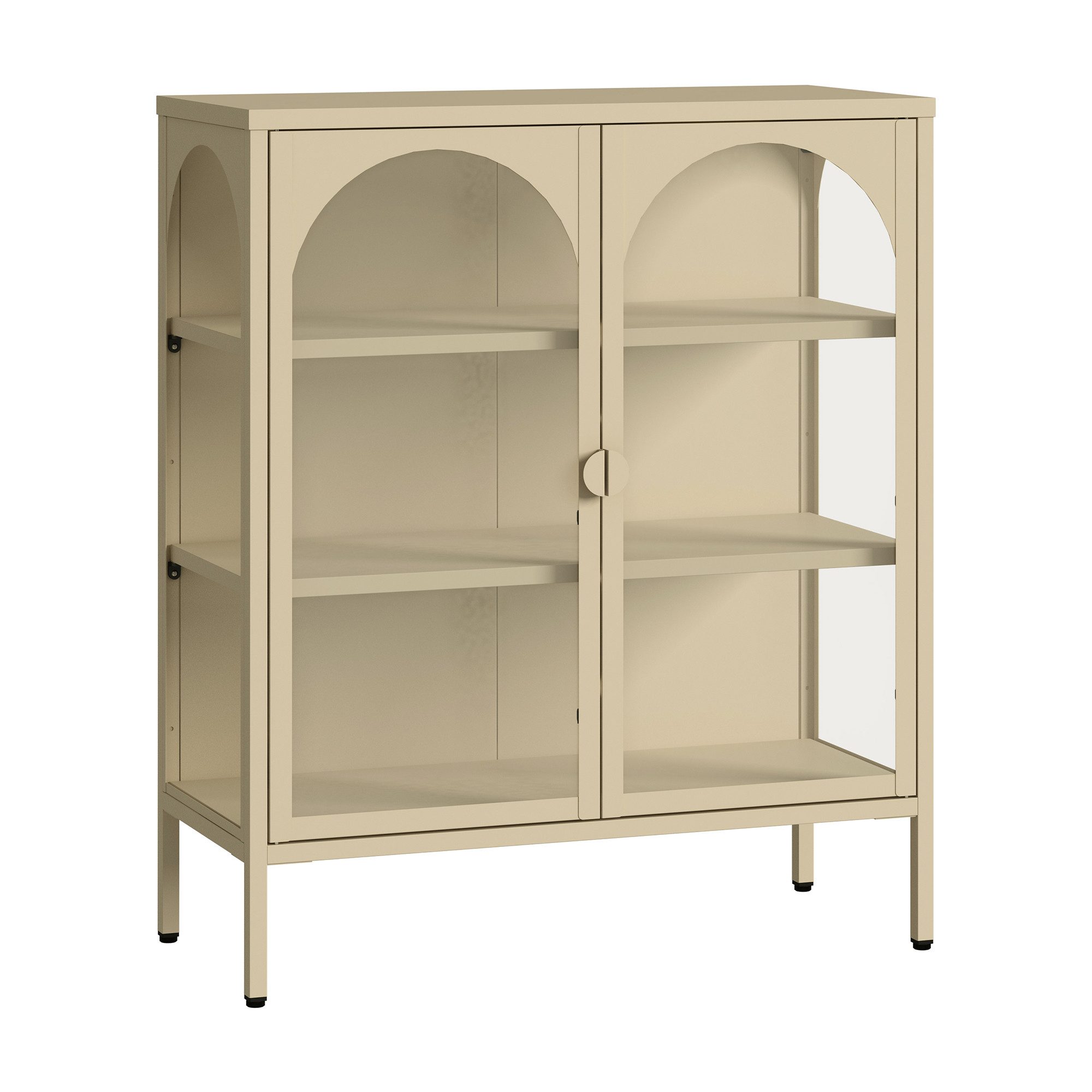 en.casa Standvitrine »Klippestad« mit 2 Türen Stahl 95 x 80 x 35 cm Kamelfarben