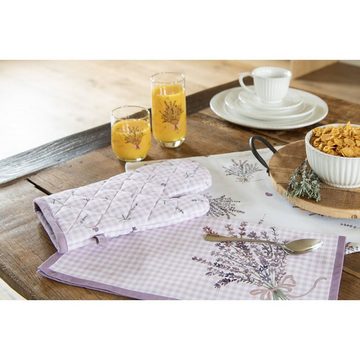 Clayre & Eef Tischläufer Lavender Garden (Set 1-tlg, 1-teilig), Tischläufer Tischdecke ca.50x160cm Baumwolle