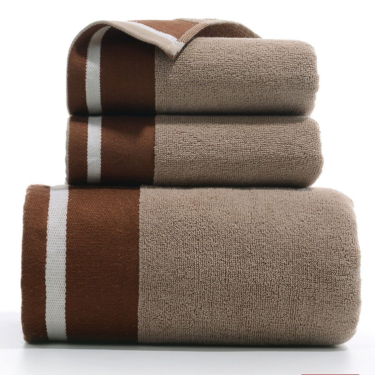 Jormftte Handtuch Set Handtücher Set-2xHandtuch,1xBadetuch,saugfähig und weich,für zu Hause Braun