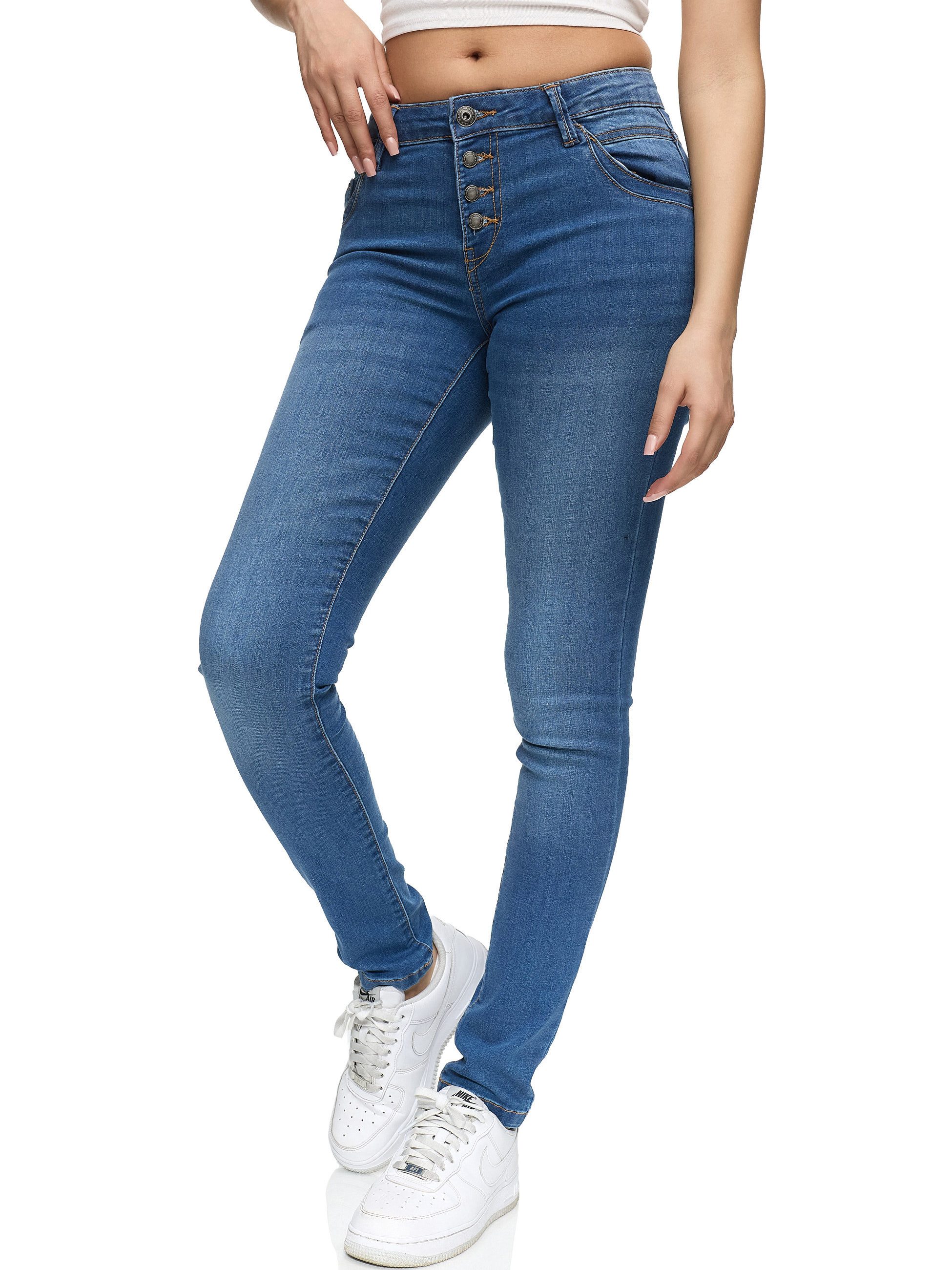 REPUBLIX Stretch-Jeans ISLA Damen Knopf Mid Waist Stretch Denim Jeans – Bild 3 von 5