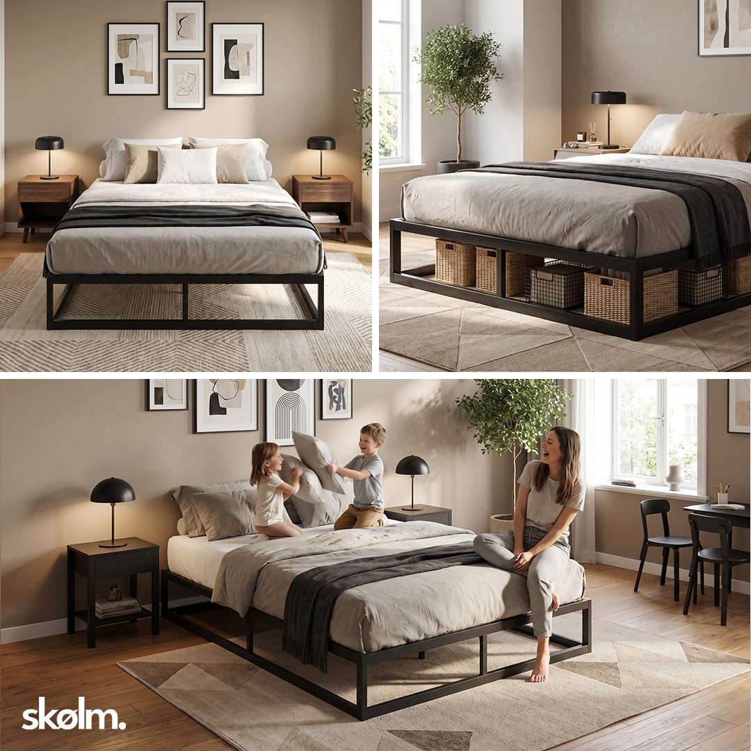 skølm Bettgestell Bragi inkl. Lattenrost (25 cm hoch), Metallbett 120x200 cm, auch verfügbar in 140/160/180x200 – Bild 4 von 5