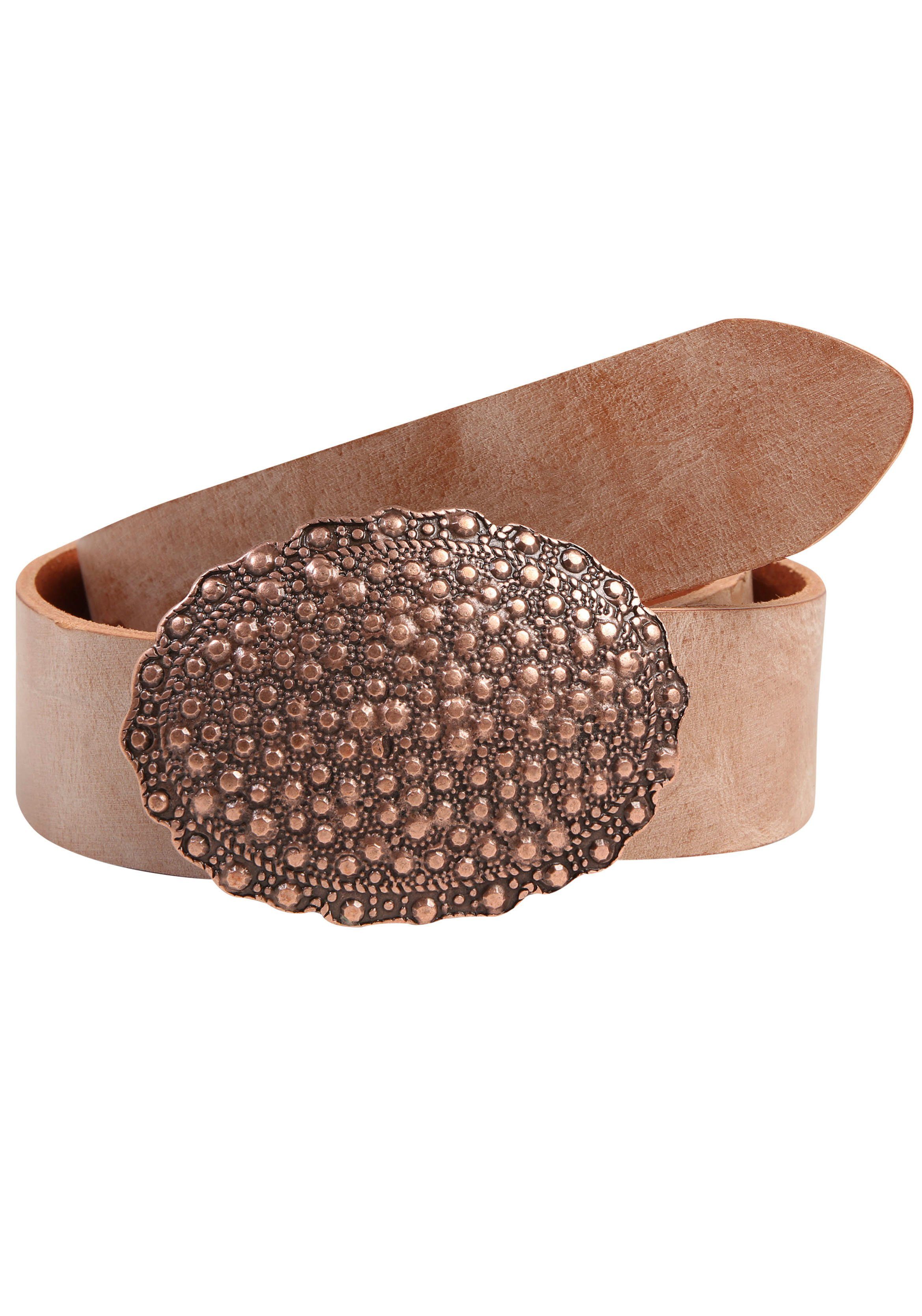 Rettungsring Gürtel Ledergürtel mit austauschbarer Schließe »Oval Nieten Ku günstig online kaufen