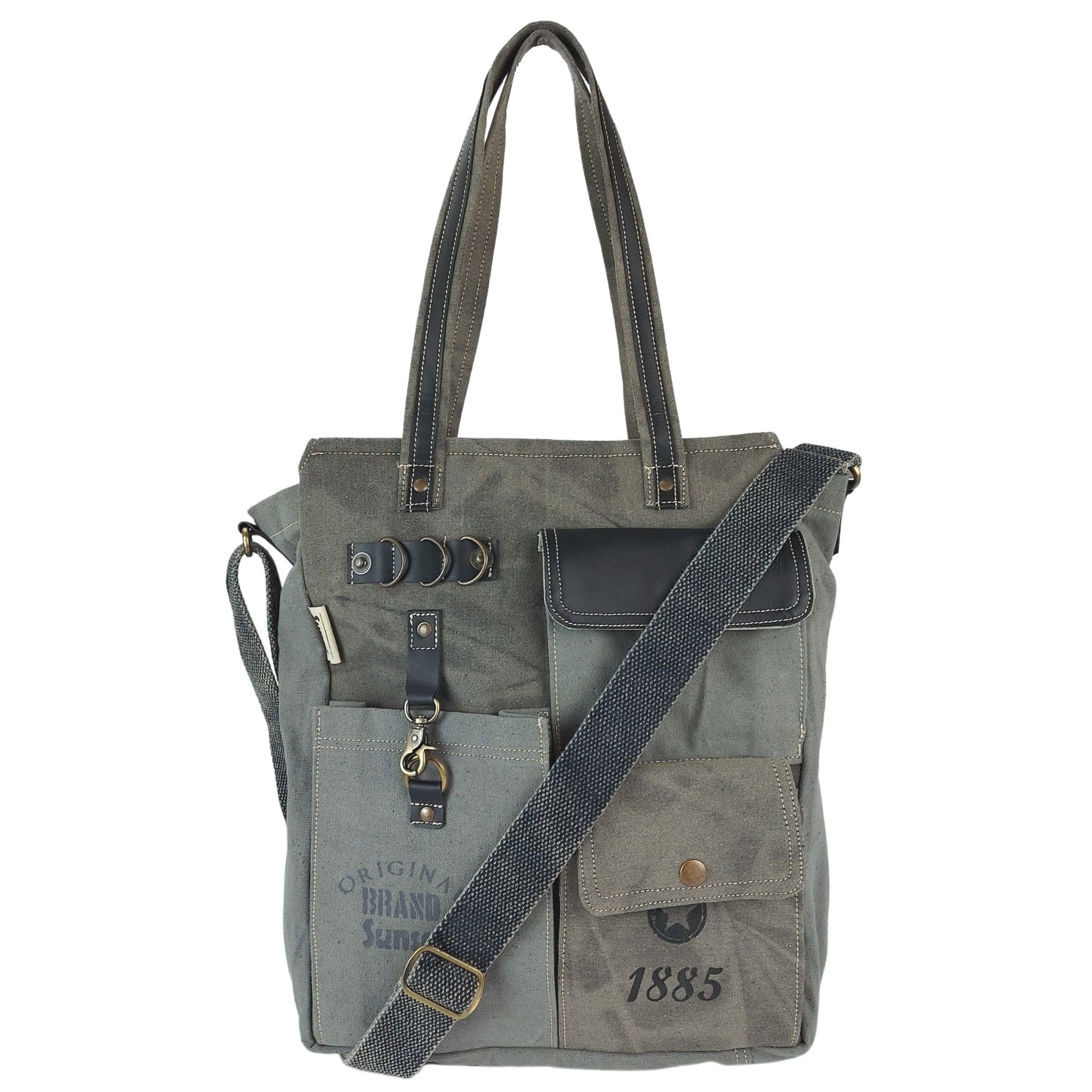 Sunsa Handtasche Vintage Handgelenktasche Handtasche mit viele Fächer große Shopper, XXL Vintage Tasche schwarz