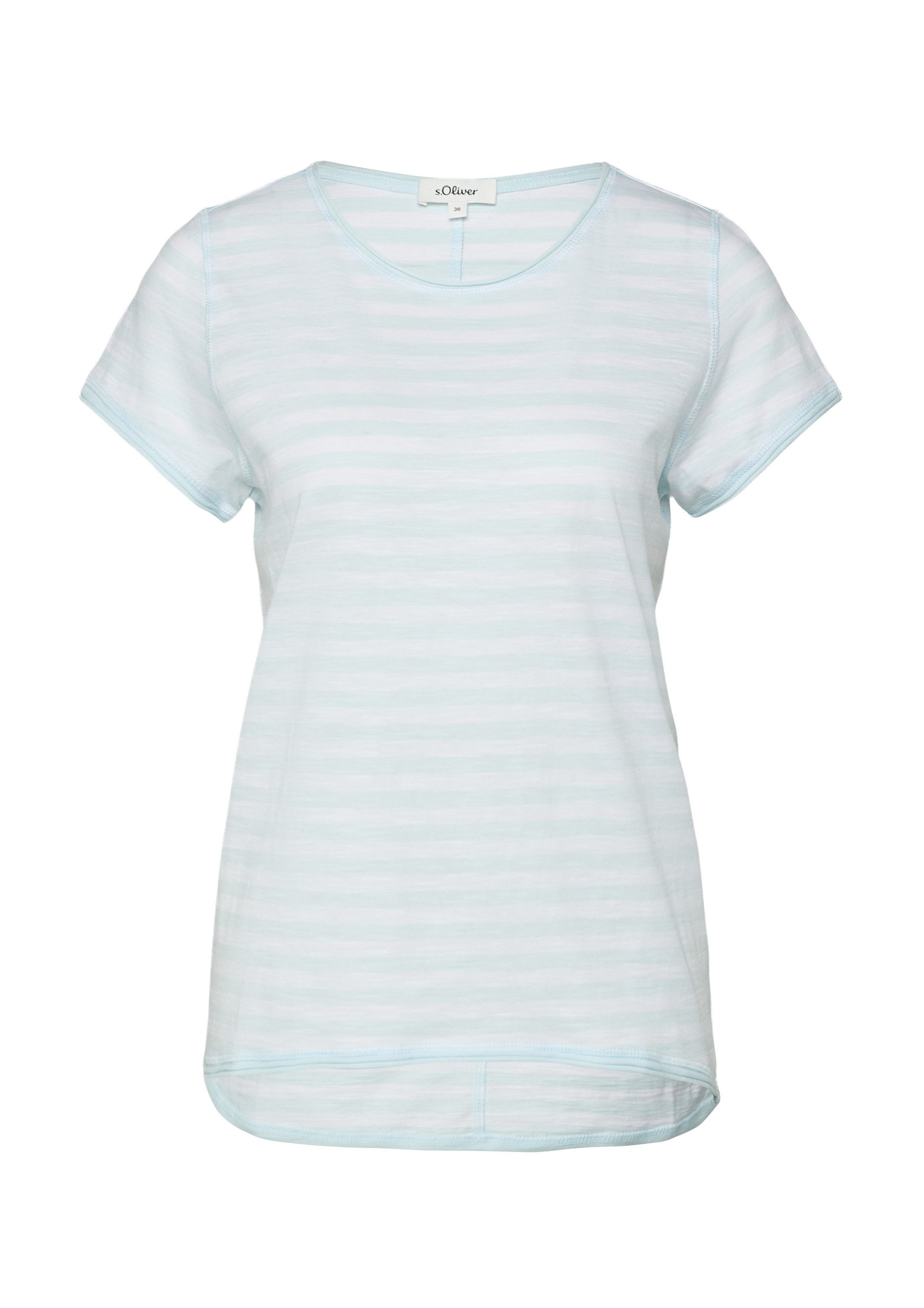 s.Oliver Kurzarmshirt T-Shirt T-Shirt mit Rollkanten und Flammgarnstruktur