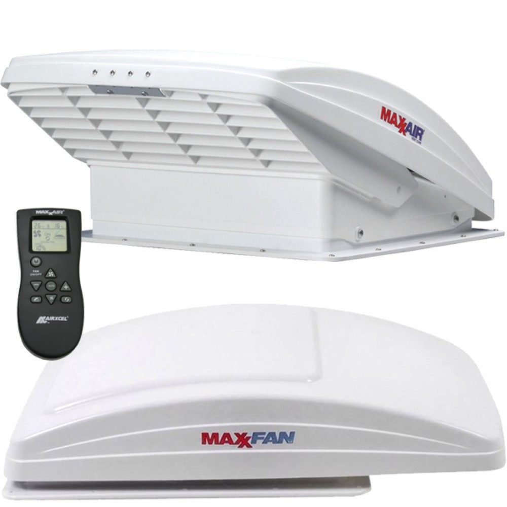 Maxxair Dachfenster MAXXFAN Deluxe Dachluke Dachhaube 40x40 cm weiß mit Ventilator