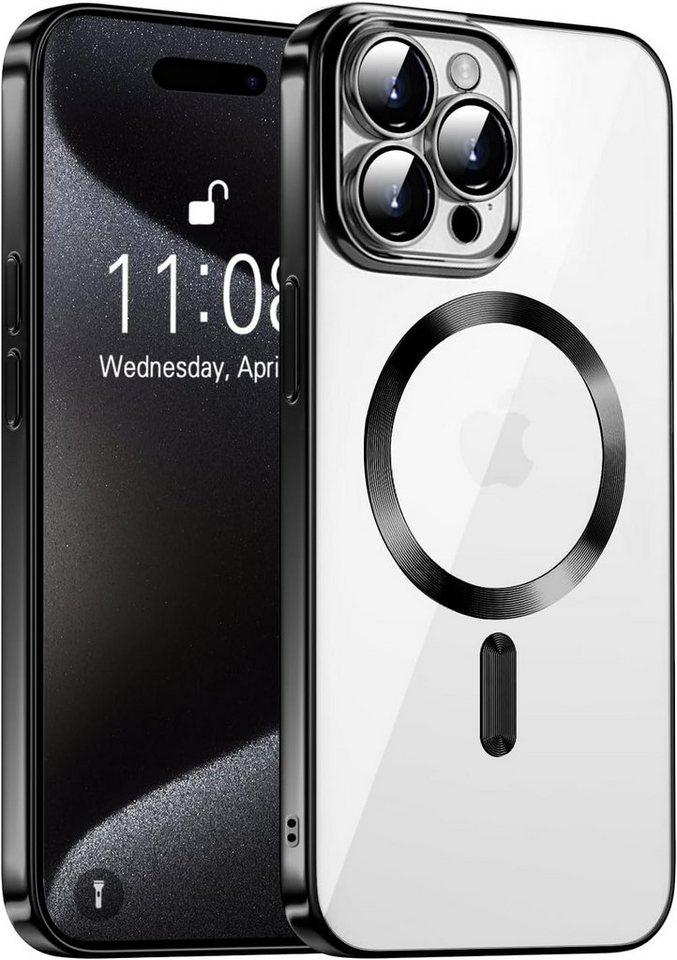 Megaphonic Handyhülle MagSafe Magnet Case für iPhone 15 (6,1) elegantes  Design, mit Kamera-Schutzglas