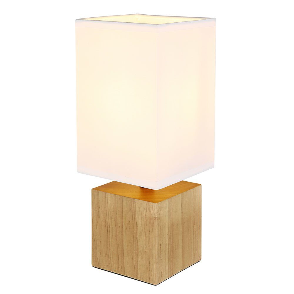 LED Leuchtmittel H Tischleuchte Holz etc-shop Weiß Schlafzimmerleuchte inklusive, 30 Textil Tischleuchte, nicht Beistelllampe