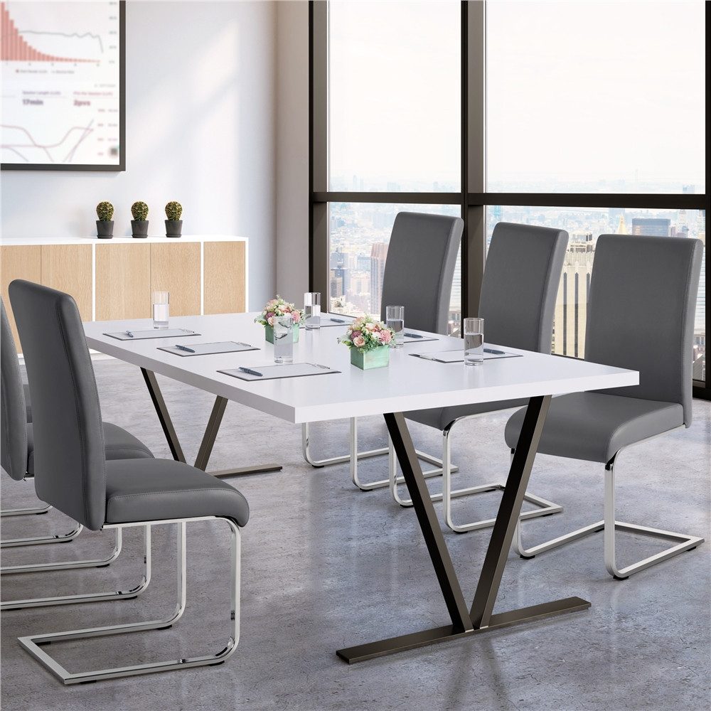 Yaheetech Esszimmerstuhl 2/4/6-er Küchenstuhl (2 St), Schwinger Polsterstuhl mit Ergonomischer Rückenlehne & Metallbeine
