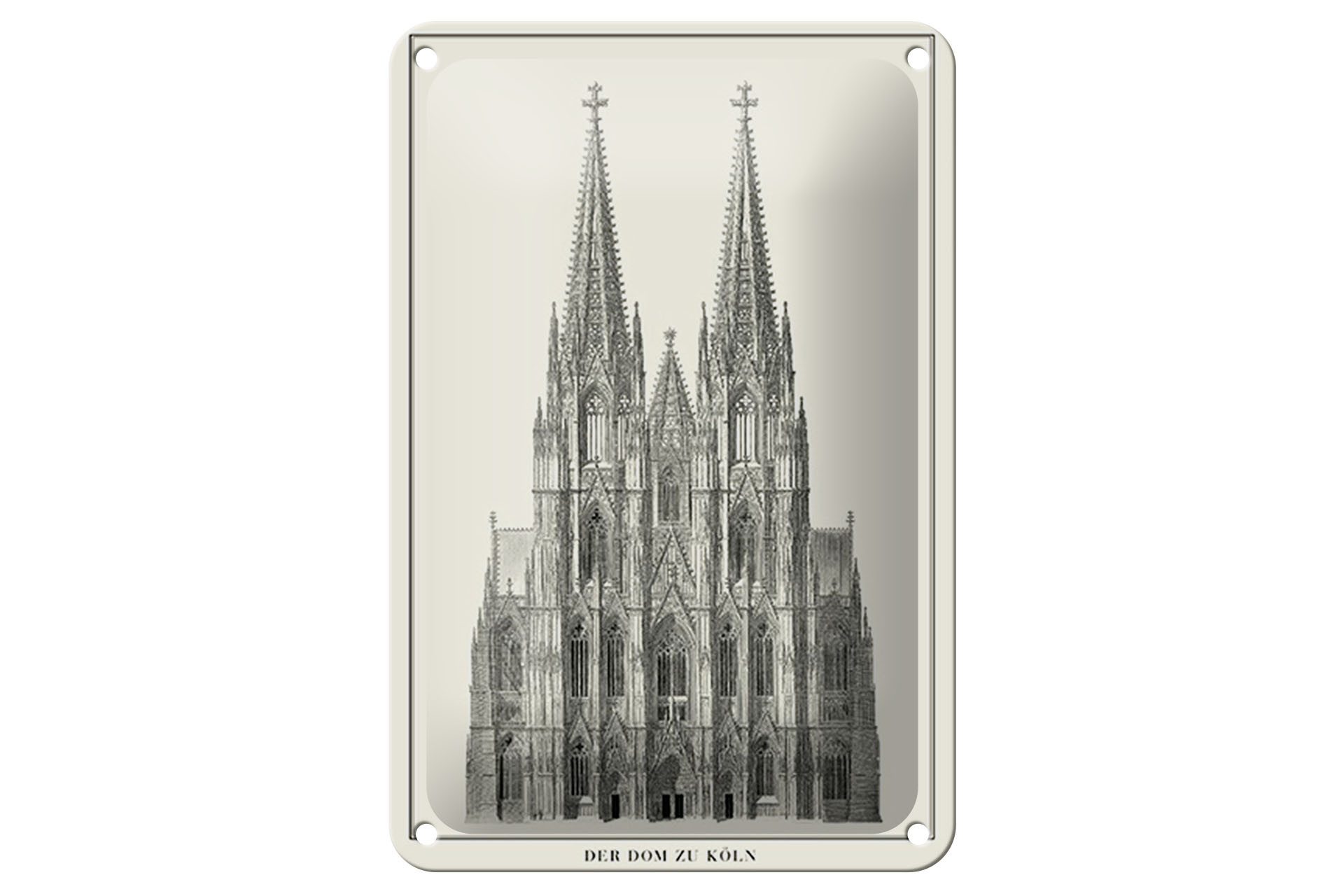 Femer GmbH Metallschild Zeichnung 12x18cm der Dom zu Köln Kölner Dom, (1 St), gewölbte Oberfläche, abgerundete Ecken, umgeschlagene Kanten