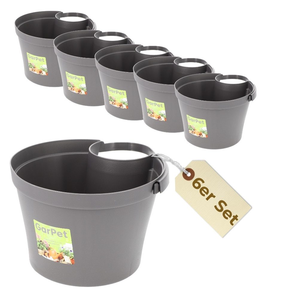 GarPet Blumentopf 6er Set Fallrohr Blumentopf für Regenrohr Regenrinne Pfosten Hängetopf